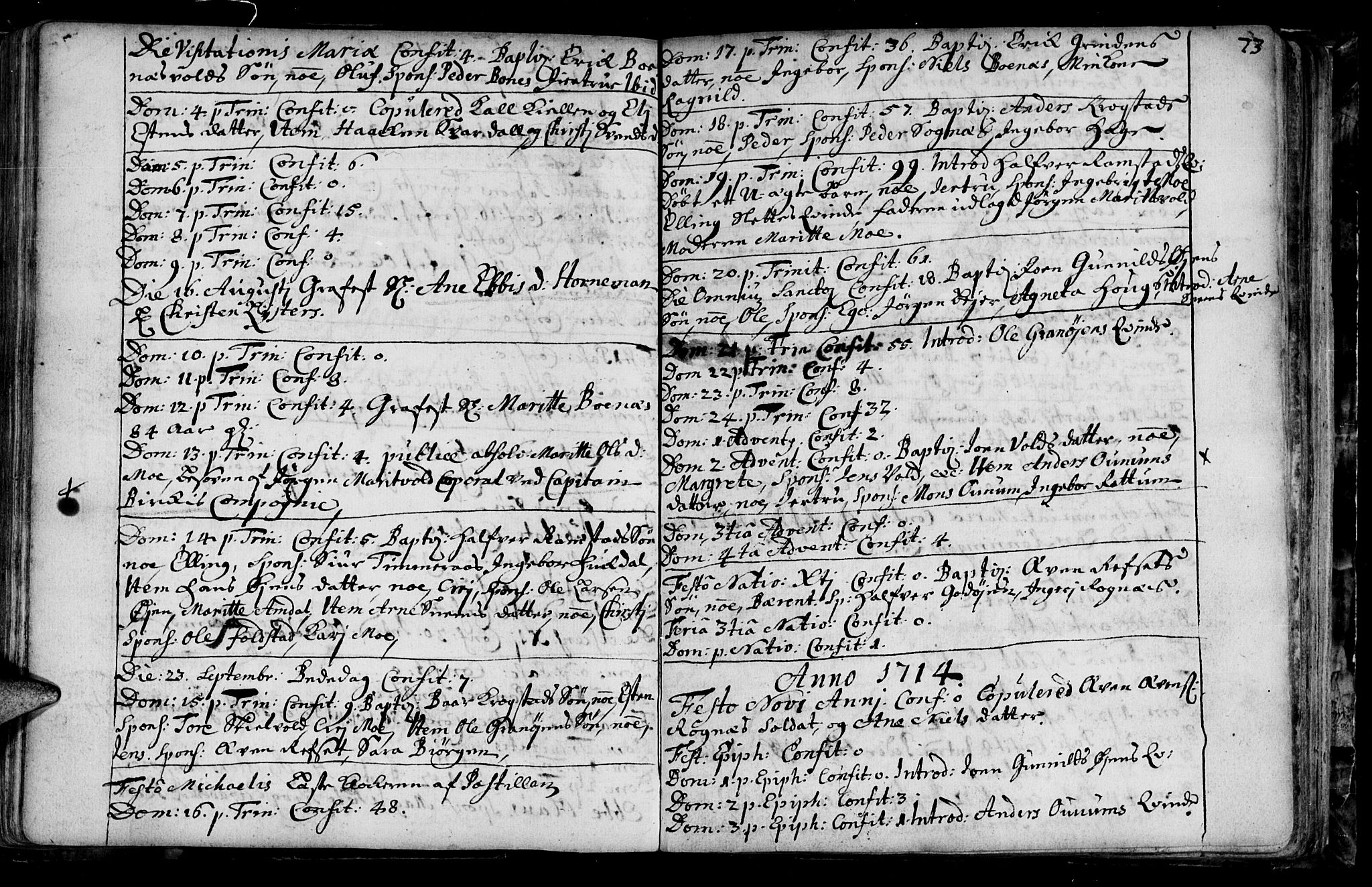 Ministerialprotokoller, klokkerbøker og fødselsregistre - Sør-Trøndelag, SAT/A-1456/687/L0990: Parish register (official) no. 687A01, 1690-1746, p. 73