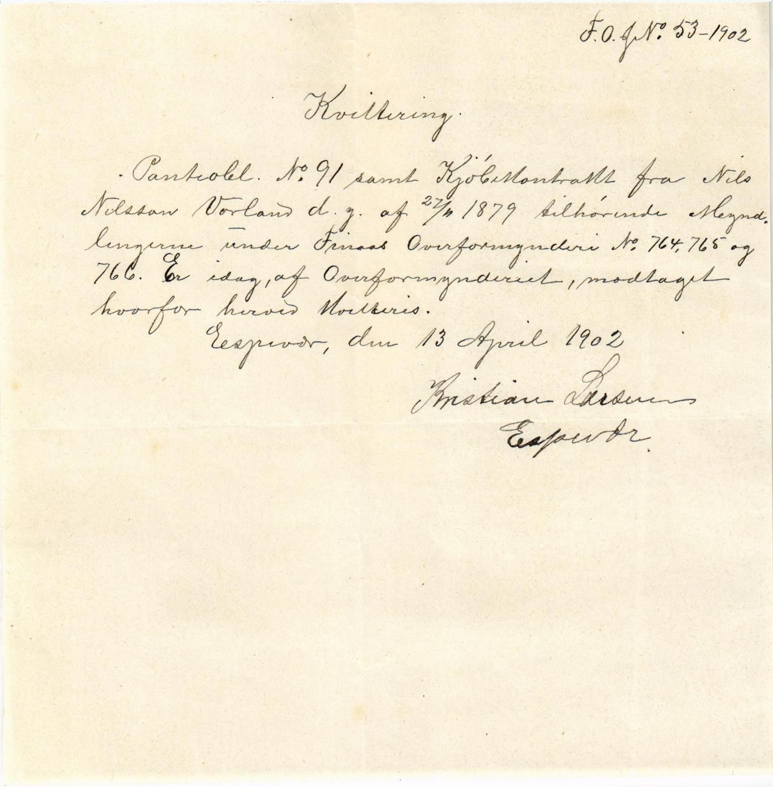 Finnaas kommune. Overformynderiet, IKAH/1218a-812/D/Da/Daa/L0002/0002: Kronologisk ordna korrespondanse / Kronologisk ordna korrespondanse, 1901-1904, p. 72