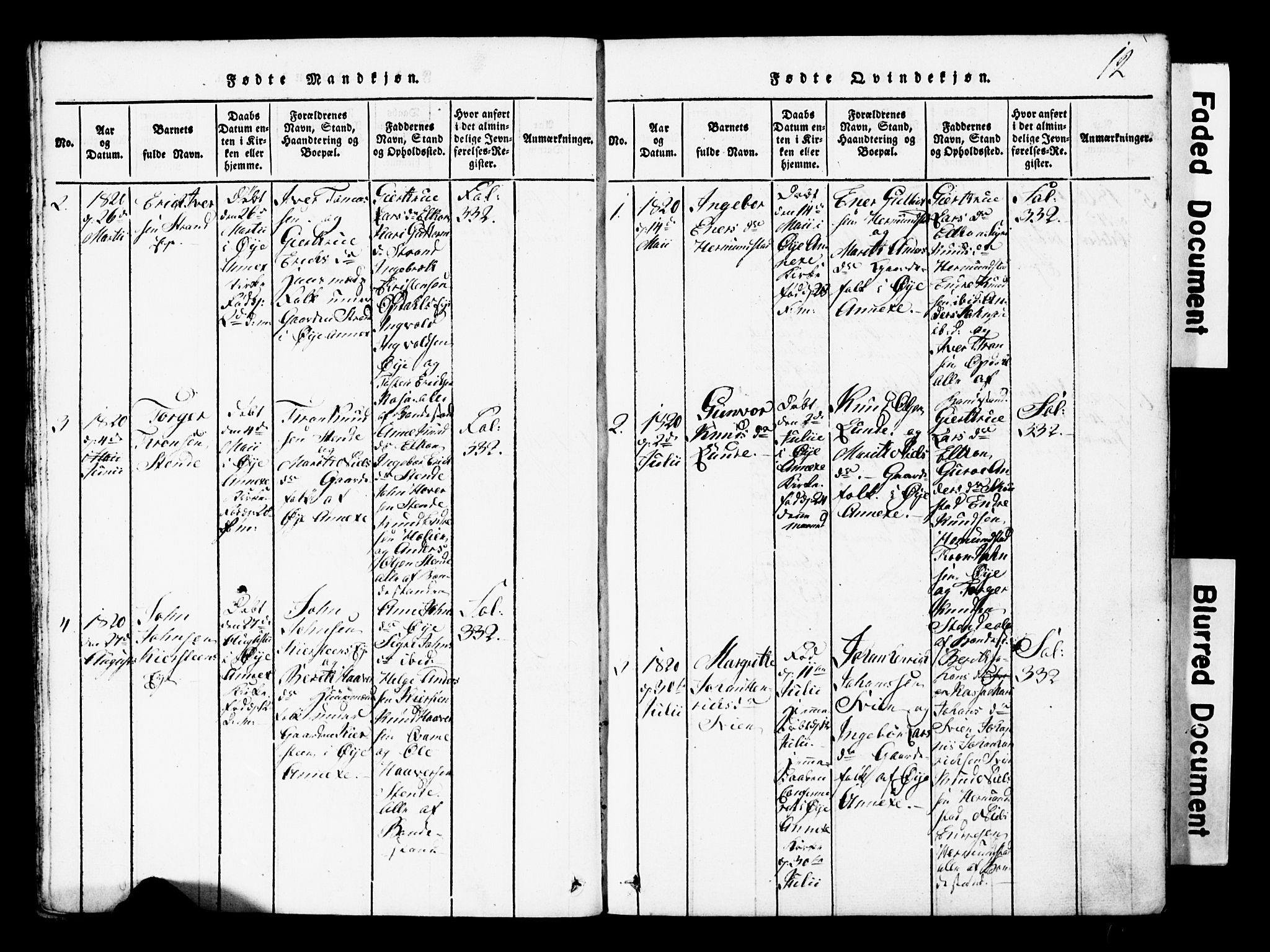 Vang prestekontor, Valdres, SAH/PREST-140/H/Hb/L0001: Parish register (copy) no. 1, 1814-1820, p. 12