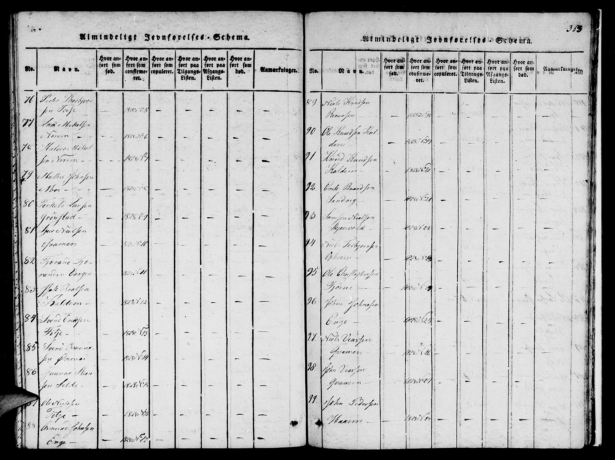 Etne sokneprestembete, SAB/A-75001/H/Haa: Parish register (official) no. A 6, 1815-1831, p. 353