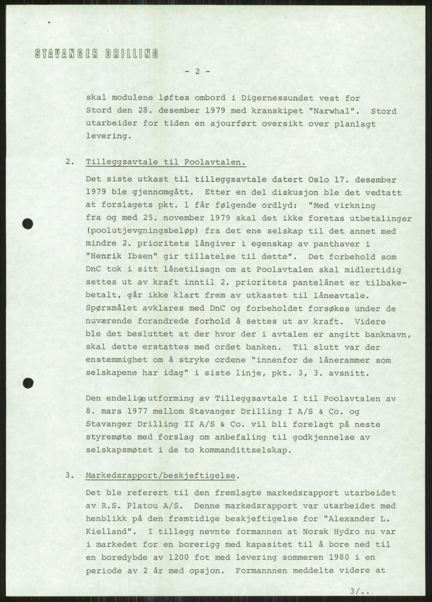 Pa 1503 - Stavanger Drilling AS, AV/SAST-A-101906/A/Ab/Abc/L0004: Styrekorrespondanse Stavanger Drilling I A/S, 1980, p. 299