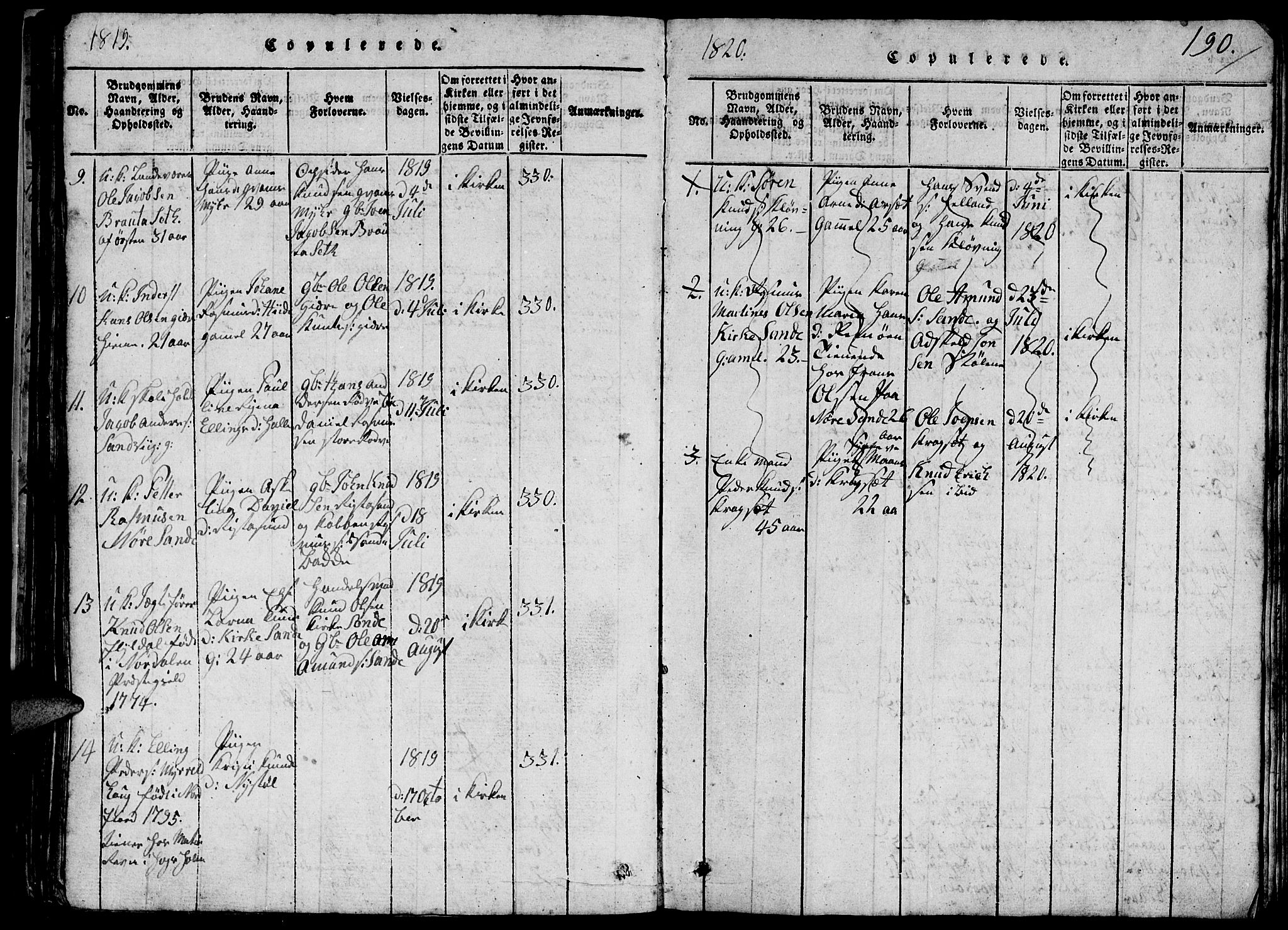 Ministerialprotokoller, klokkerbøker og fødselsregistre - Møre og Romsdal, SAT/A-1454/503/L0046: Parish register (copy) no. 503C01, 1816-1842, p. 190