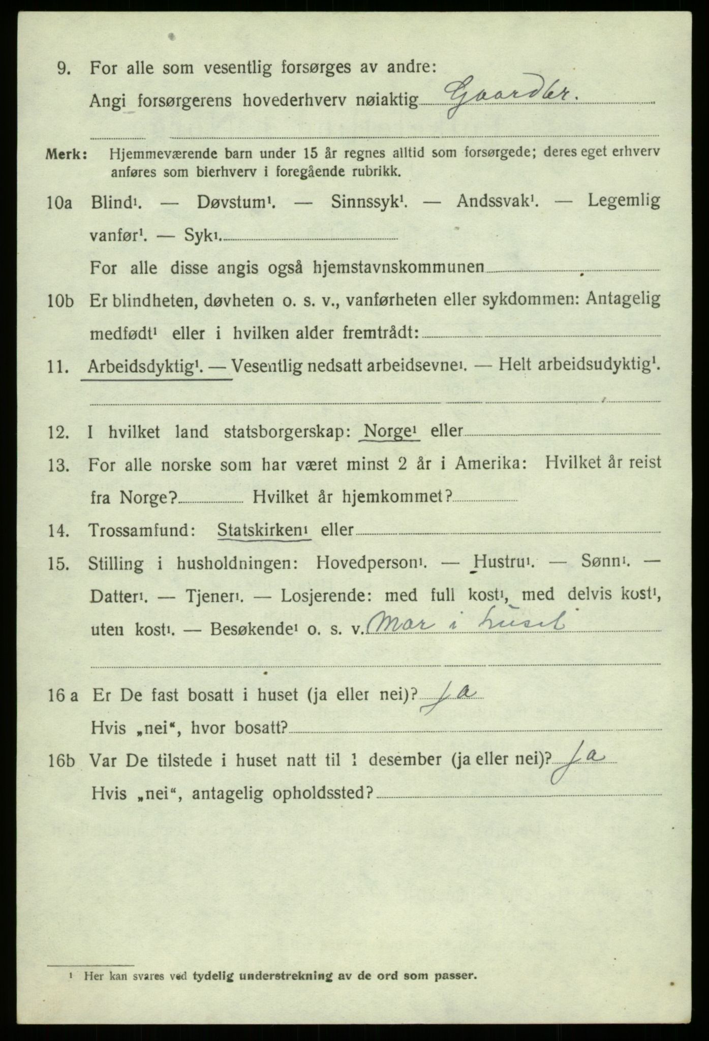 SAB, 1920 census for Os, 1920, p. 2587