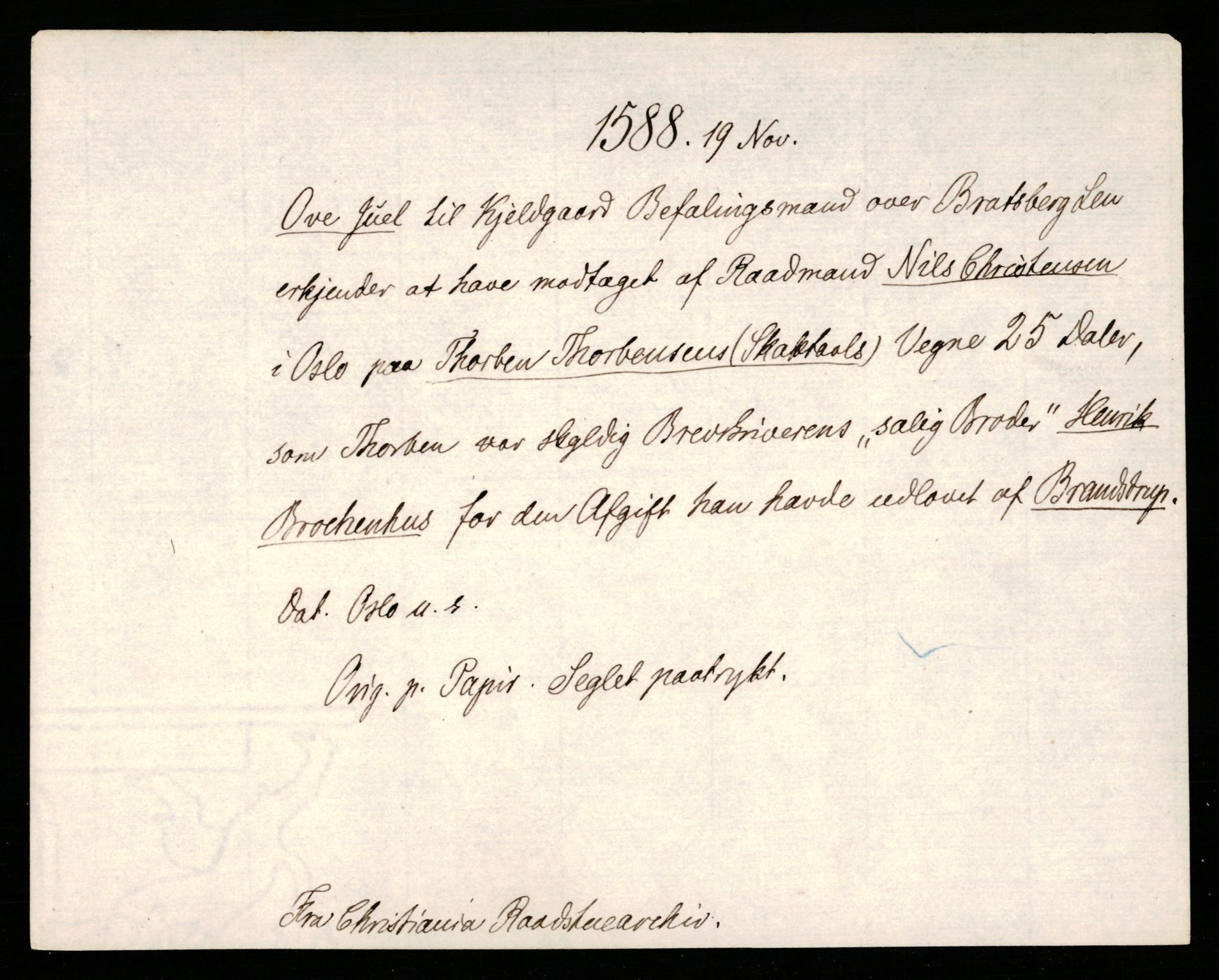 Riksarkivets diplomsamling, AV/RA-EA-5965/F35/F35b/L0003: Riksarkivets diplomer, seddelregister, 1583-1592, p. 327