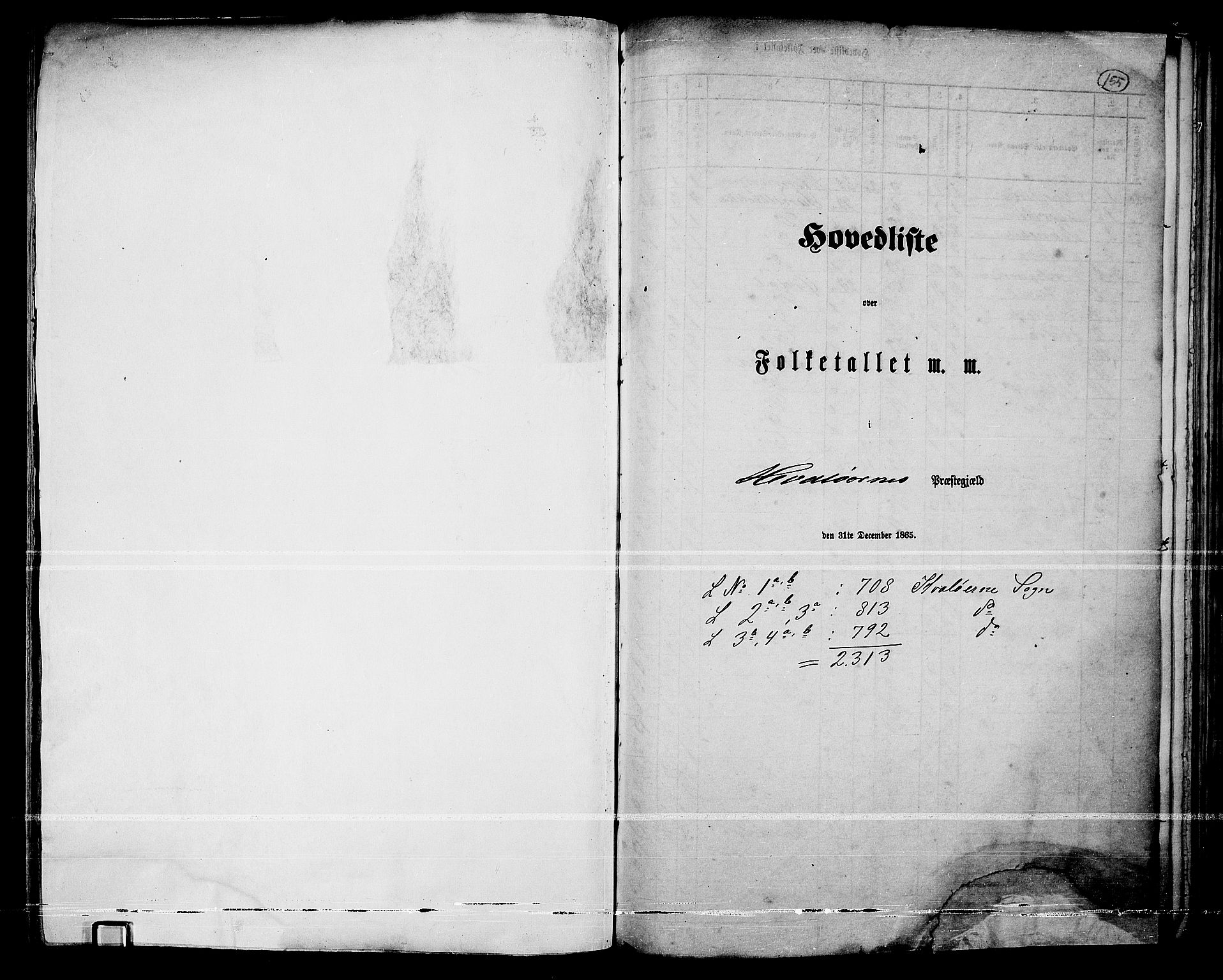 RA, 1865 census for Hvaler, 1865, p. 1