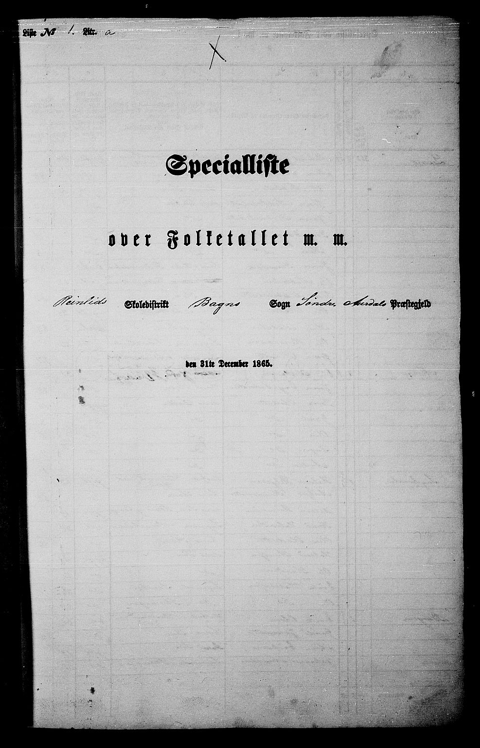 RA, 1865 census for Sør-Aurdal, 1865, p. 16