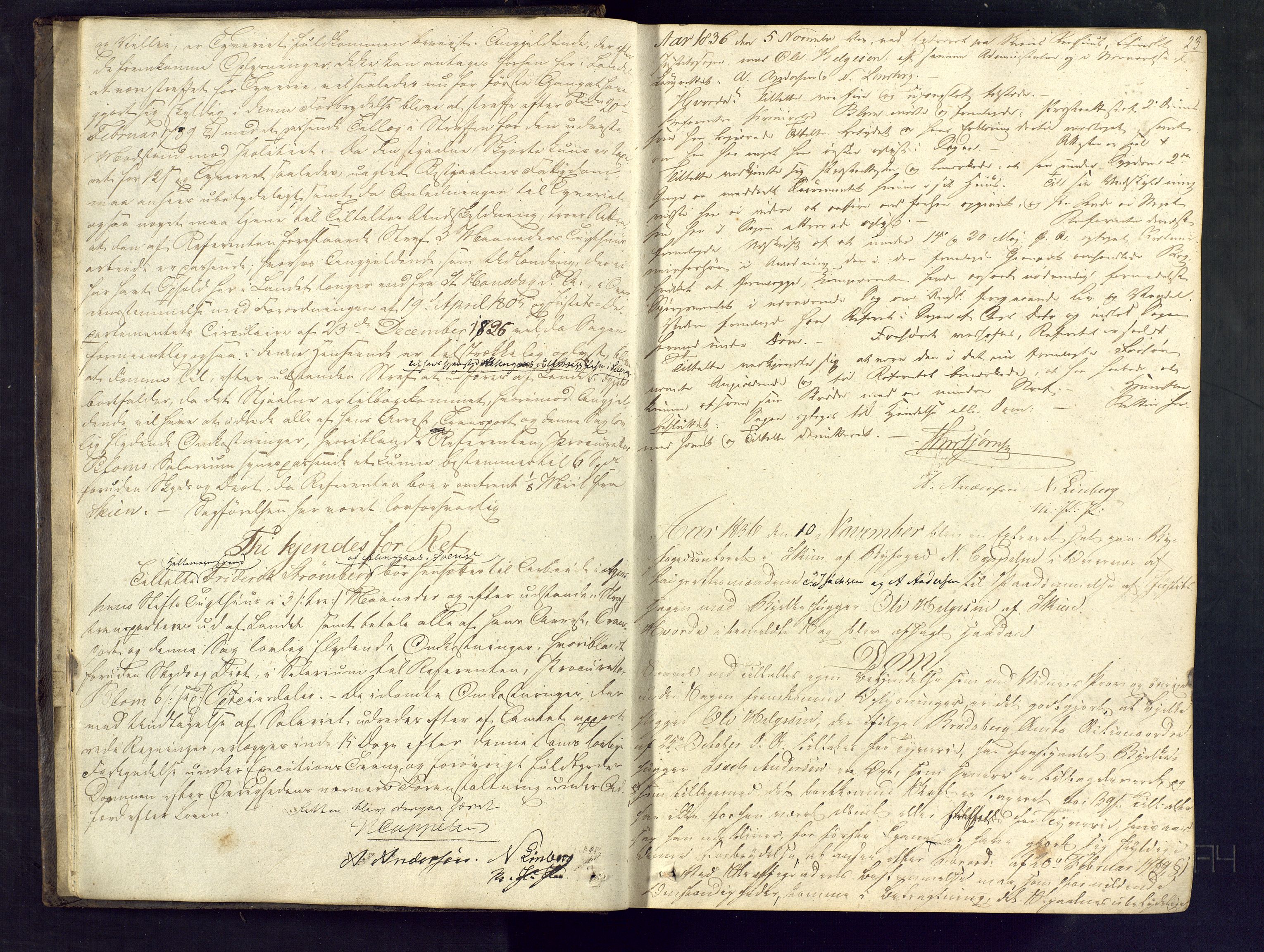 Skien byfogd, AV/SAKO-A-219/F/Fc/L0002: Sivil ekstrarettsprotokoll., 1836-1843, p. 22-23