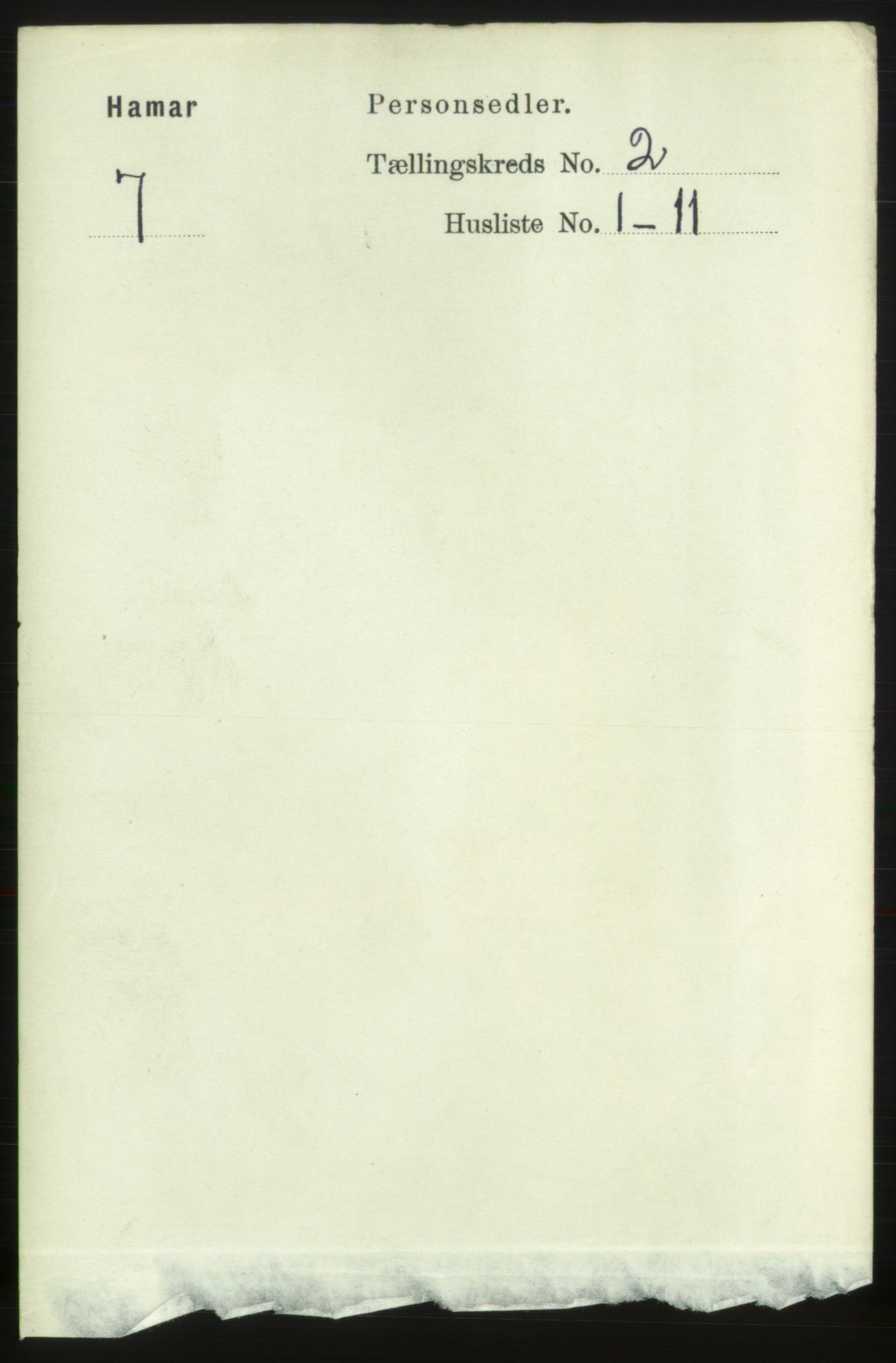 RA, 1891 census for 0401 Hamar, 1891, p. 965