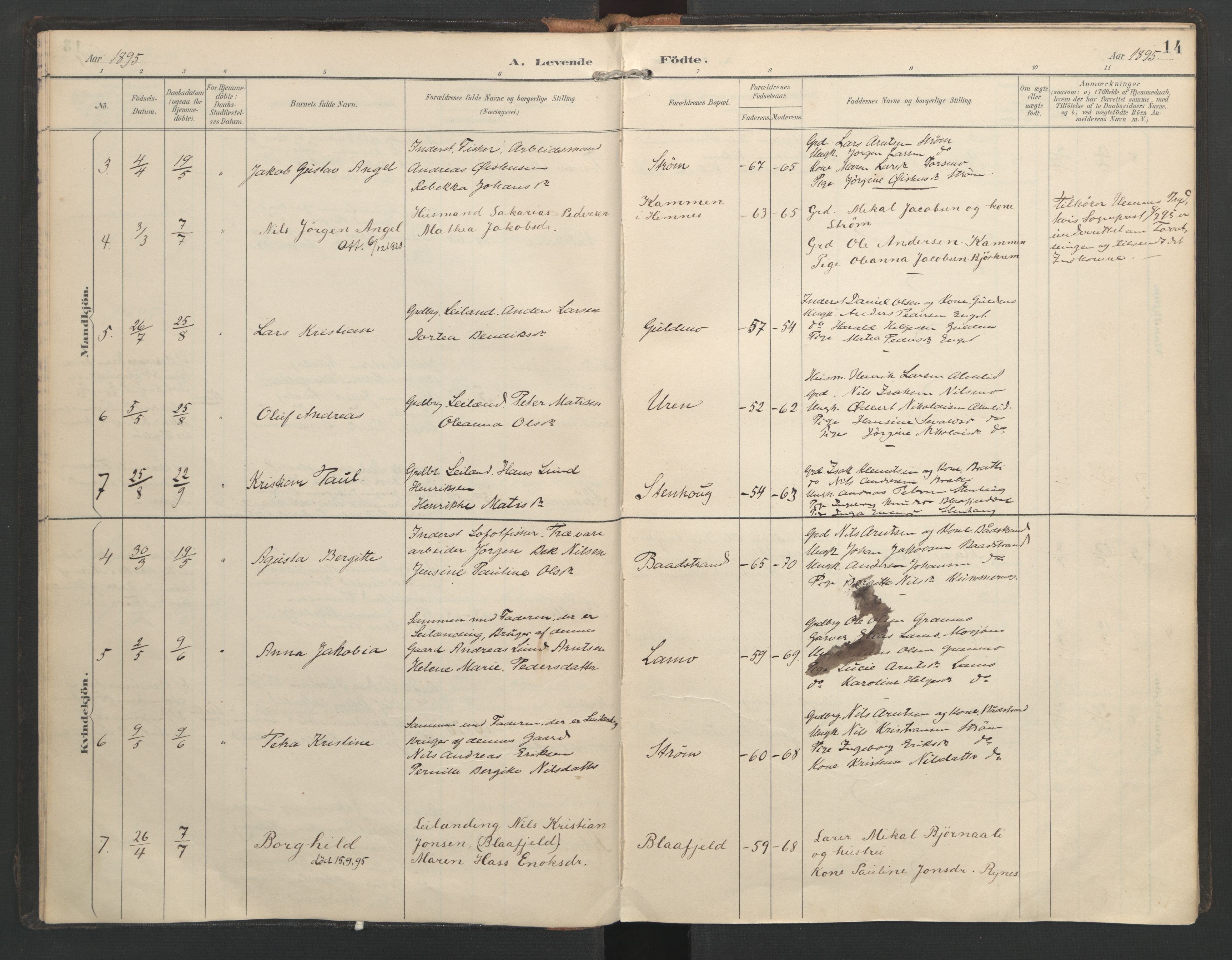 Ministerialprotokoller, klokkerbøker og fødselsregistre - Nordland, SAT/A-1459/821/L0317: Parish register (official) no. 821A01, 1892-1907, p. 14