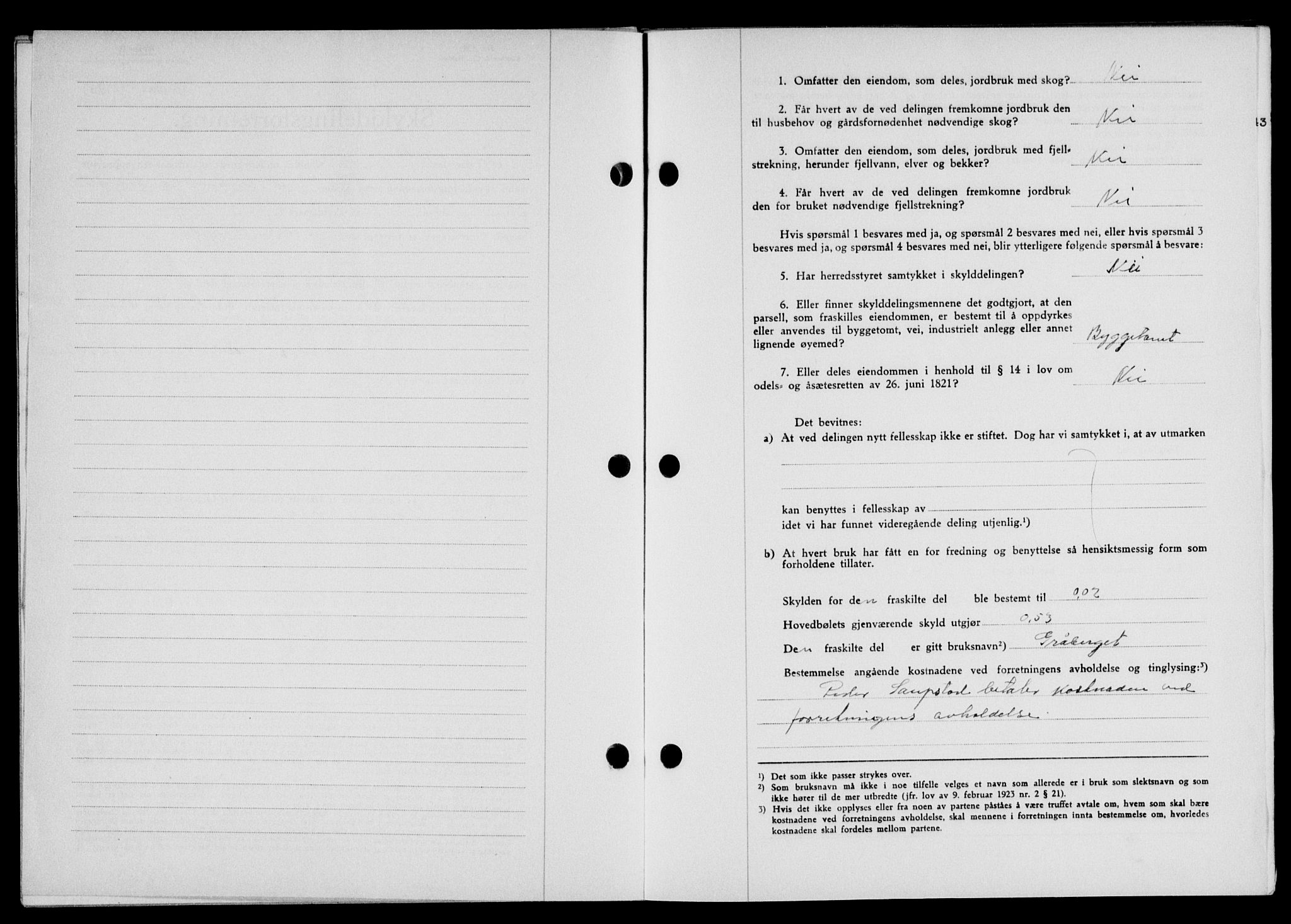 Lofoten sorenskriveri, SAT/A-0017/1/2/2C/L0011a: Mortgage book no. 11a, 1943-1943, Diary no: : 1017/1943