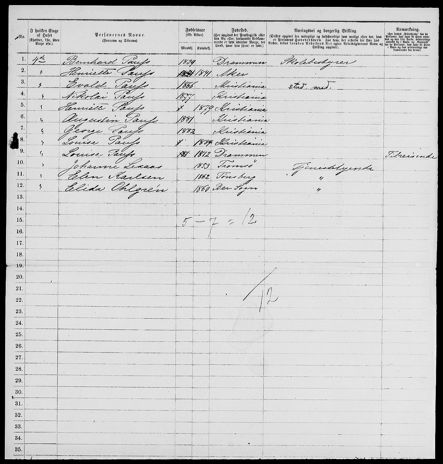 RA, 1885 census for 0301 Kristiania, 1885, p. 4086