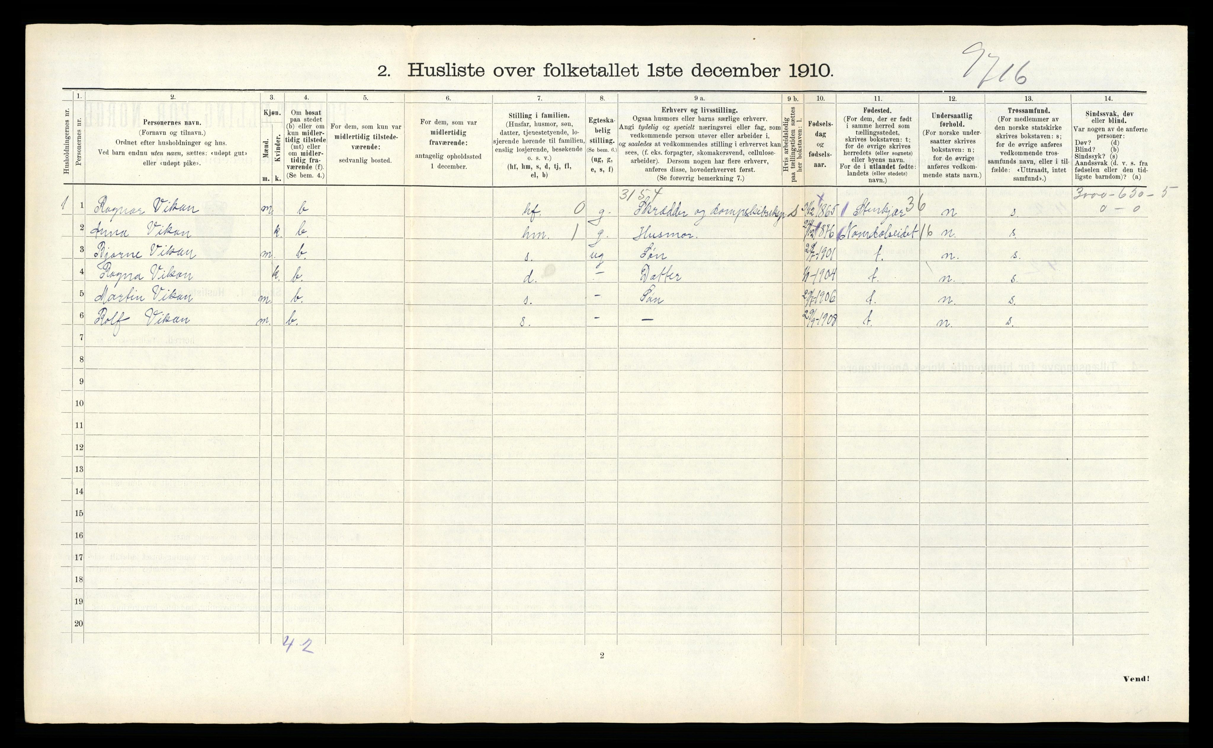 RA, 1910 census for Beitstad, 1910, p. 494