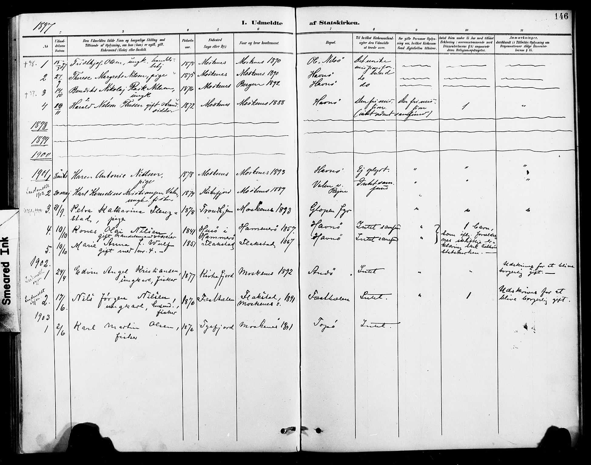 Ministerialprotokoller, klokkerbøker og fødselsregistre - Nordland, AV/SAT-A-1459/886/L1220: Parish register (official) no. 886A02, 1892-1903, p. 146