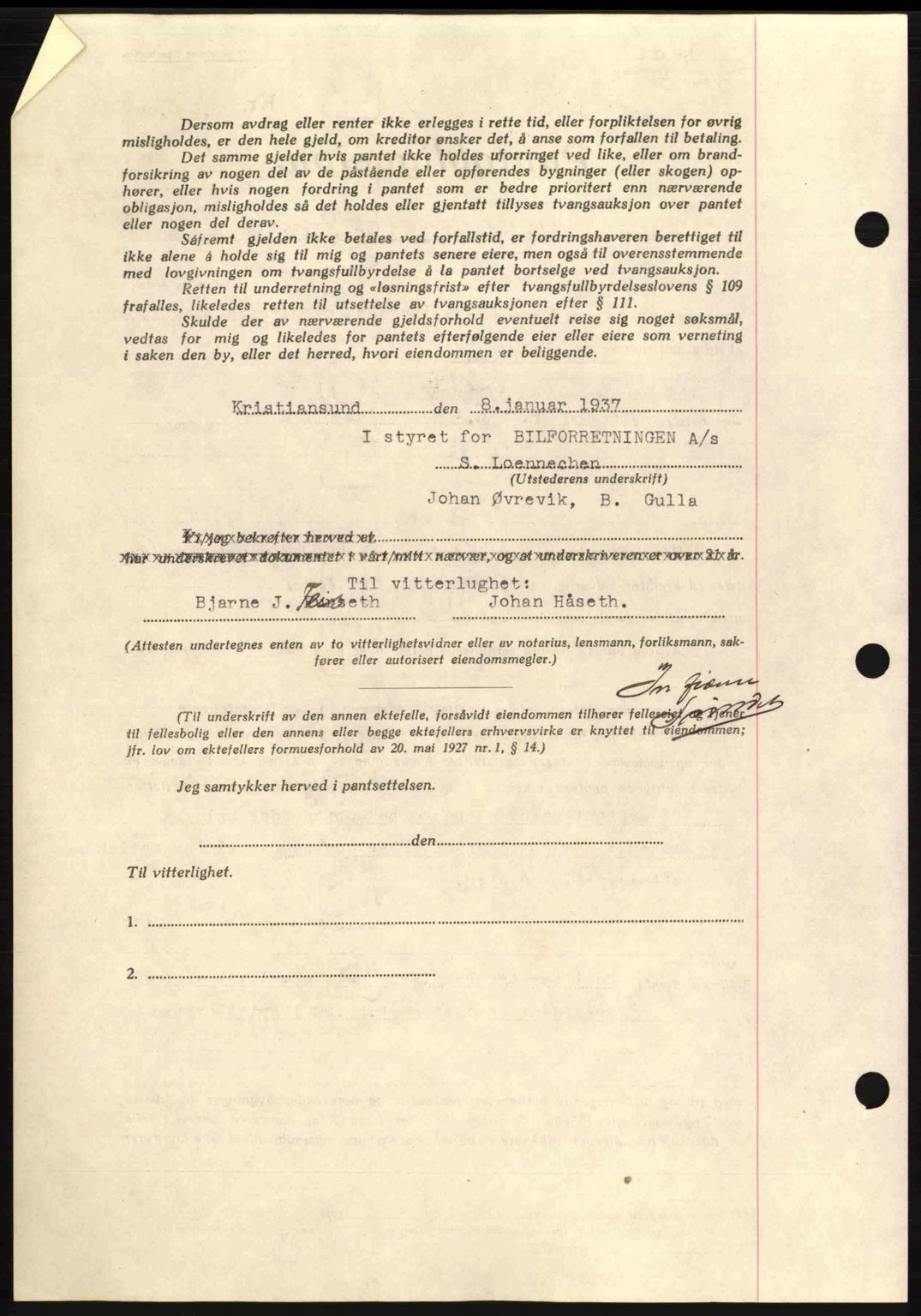 Kristiansund byfogd, AV/SAT-A-4587/A/27: Mortgage book no. 29, 1936-1937, Diary no: : 30/1937