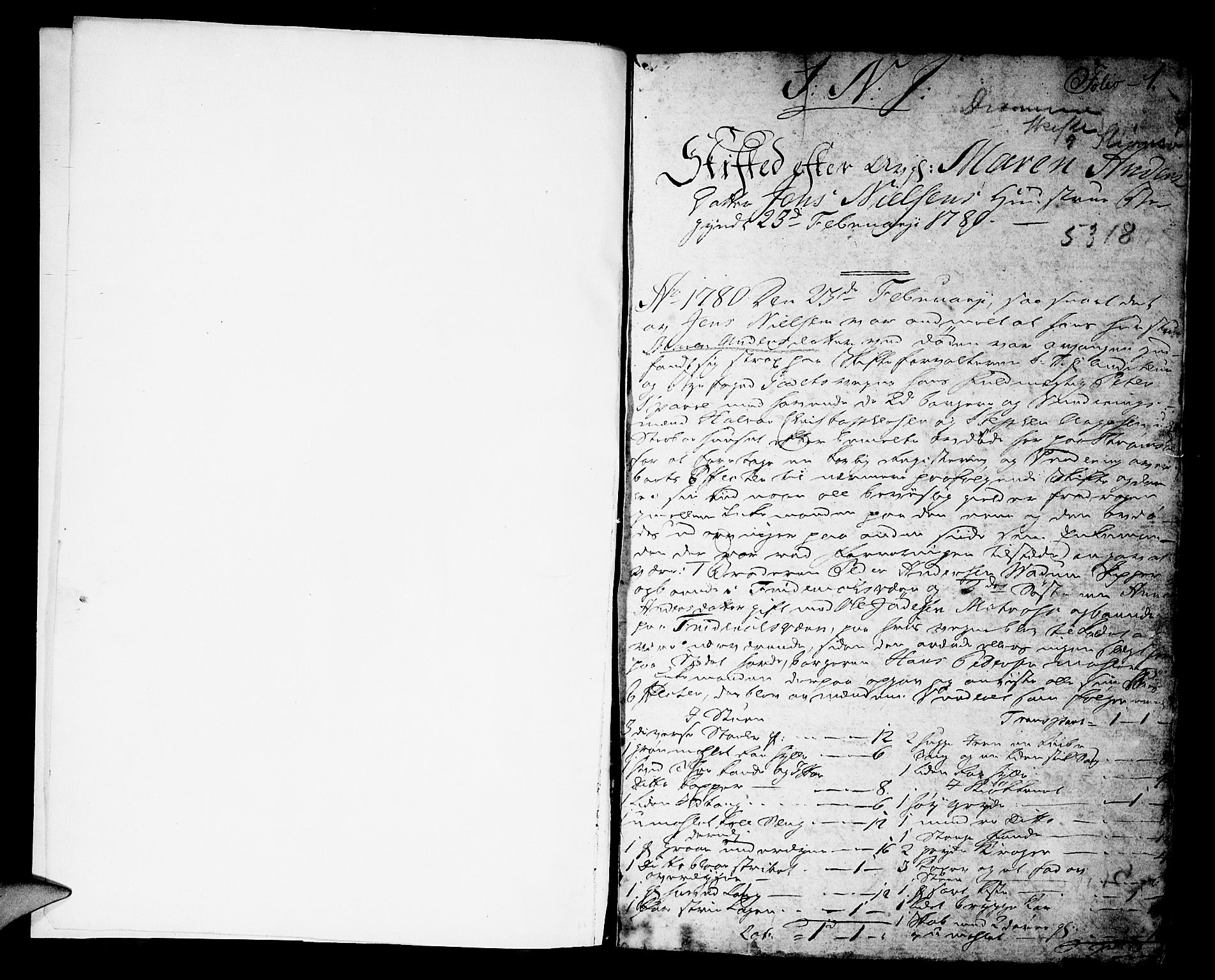 Drammen byfogd, SAKO/A-222/H/Hb/Hbc/L0004: Skifteforhandlingsprotokoll. - Strømsø., 1780-1791, p. 1