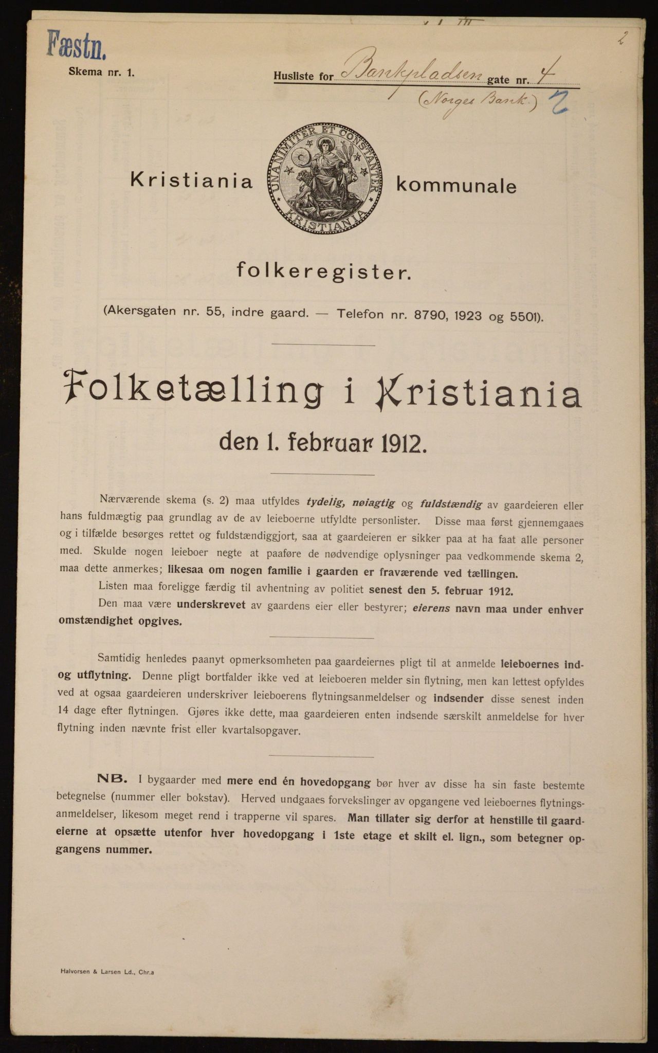 OBA, Municipal Census 1912 for Kristiania, 1912, p. 3243