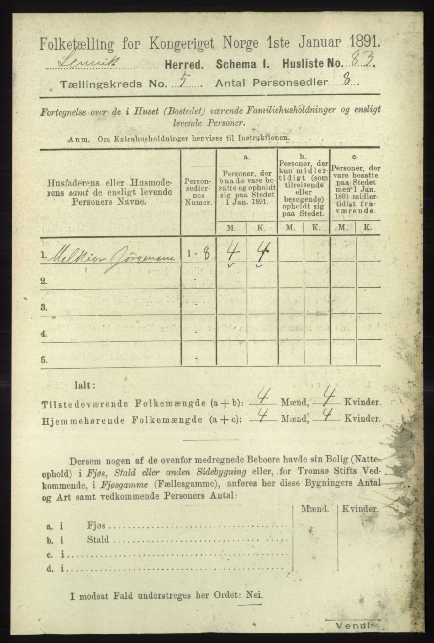 RA, 1891 census for 1931 Lenvik, 1891, p. 2542