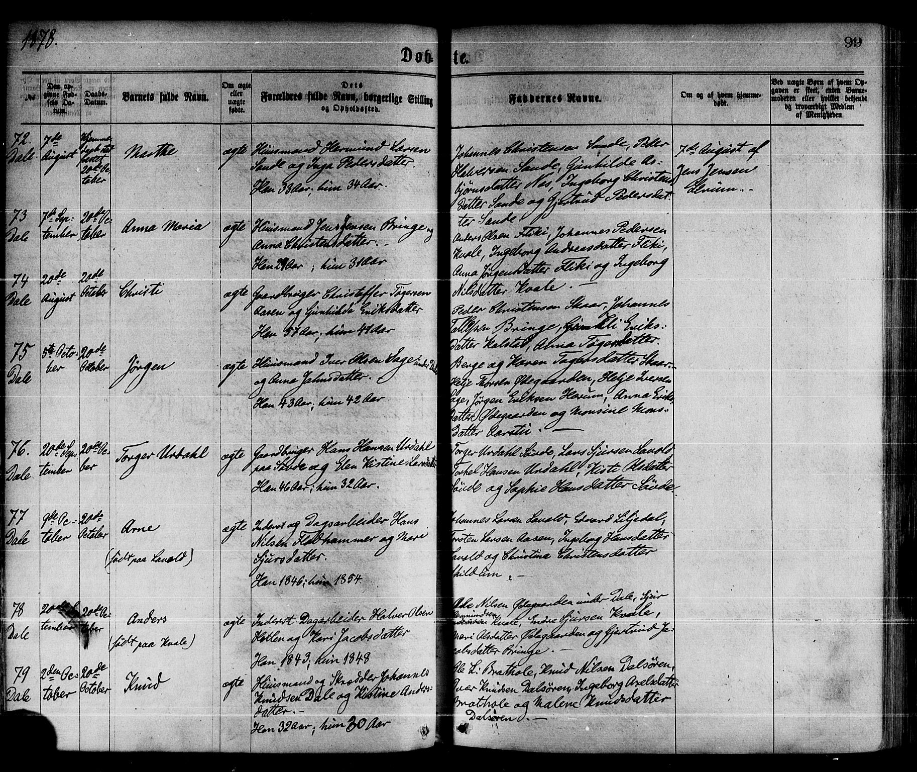 Luster sokneprestembete, AV/SAB-A-81101/H/Haa/Haaa/L0010: Parish register (official) no. A 10, 1871-1886, p. 99