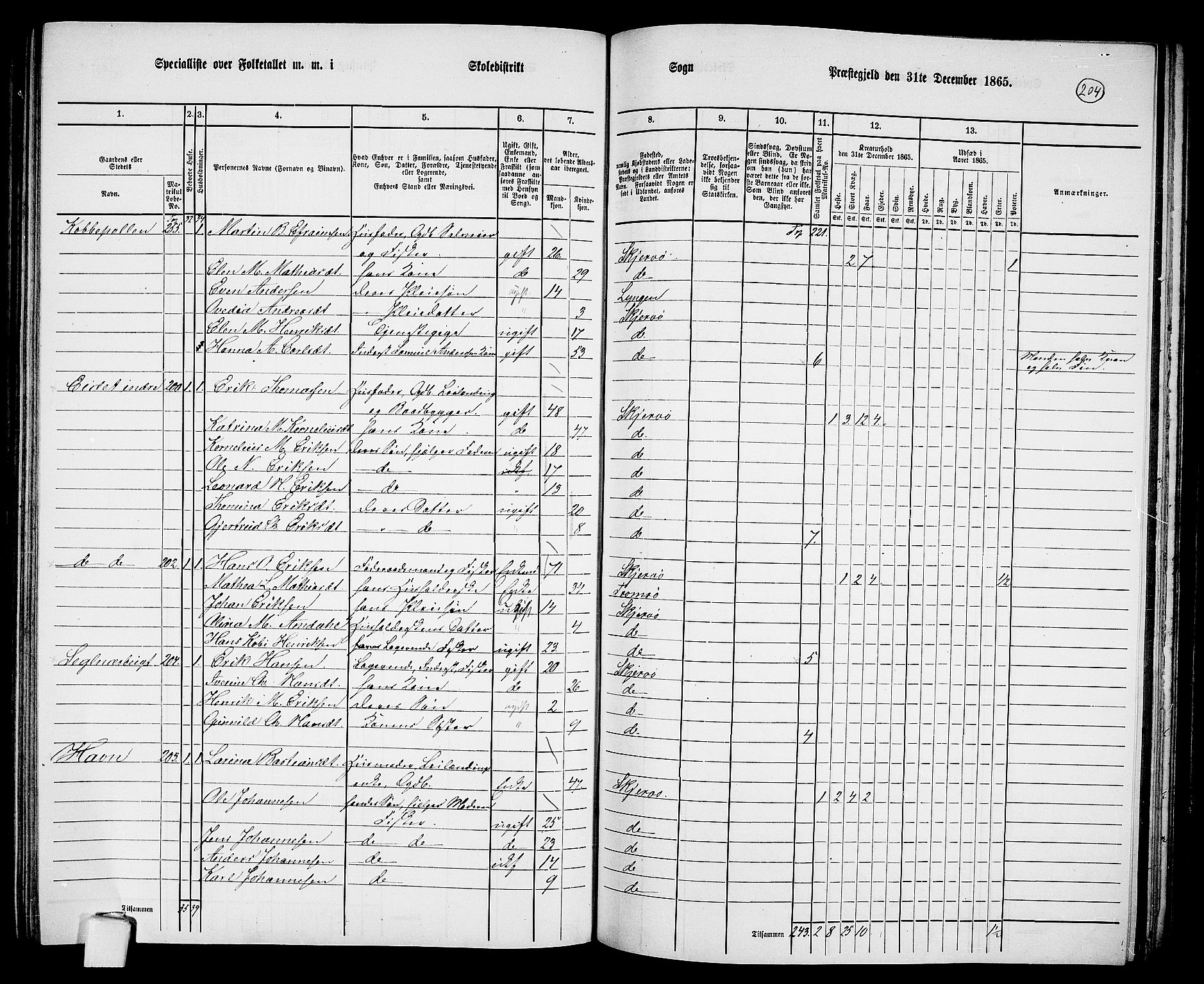 RA, 1865 census for Skjervøy, 1865, p. 85