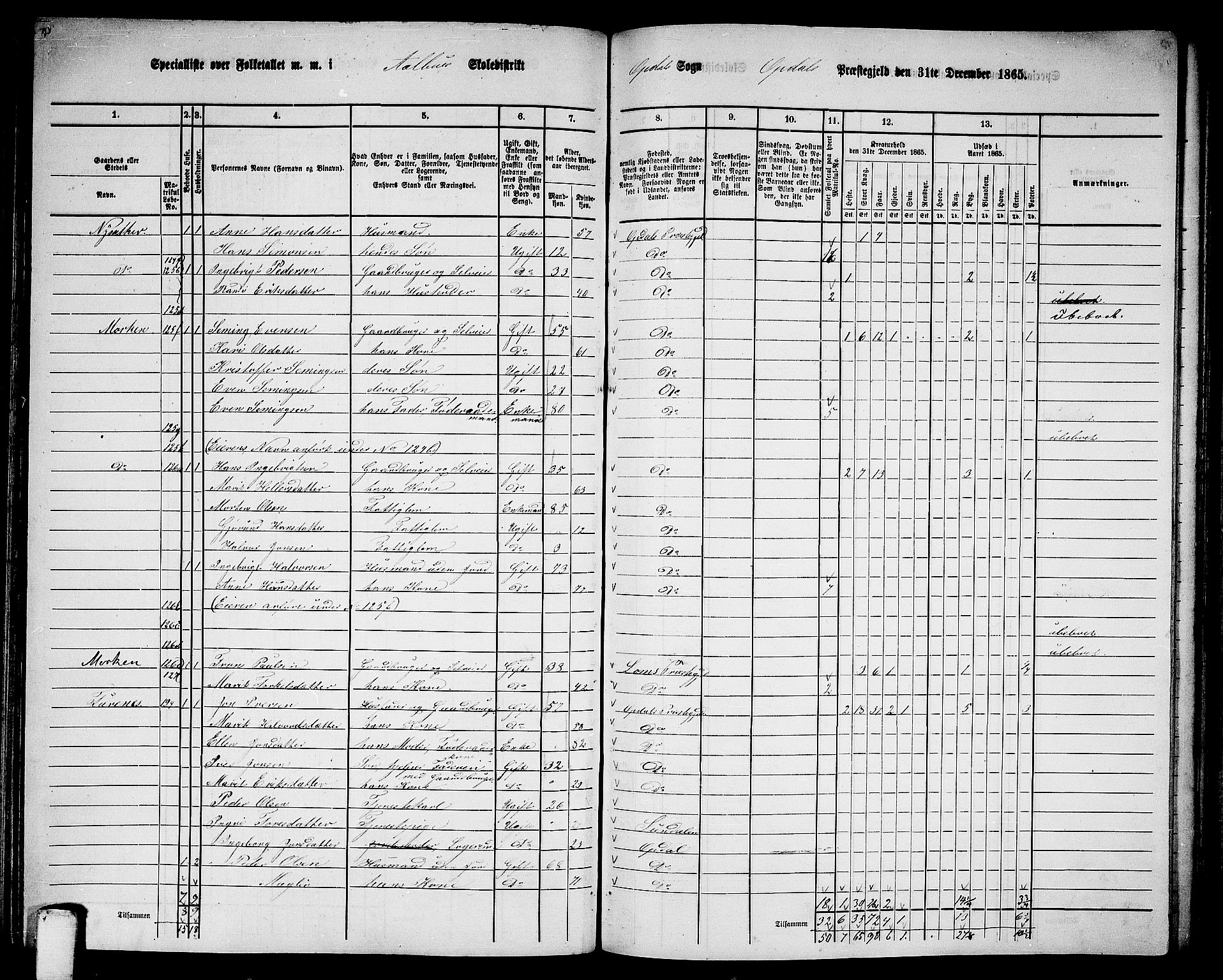 RA, 1865 census for Oppdal, 1865, p. 104