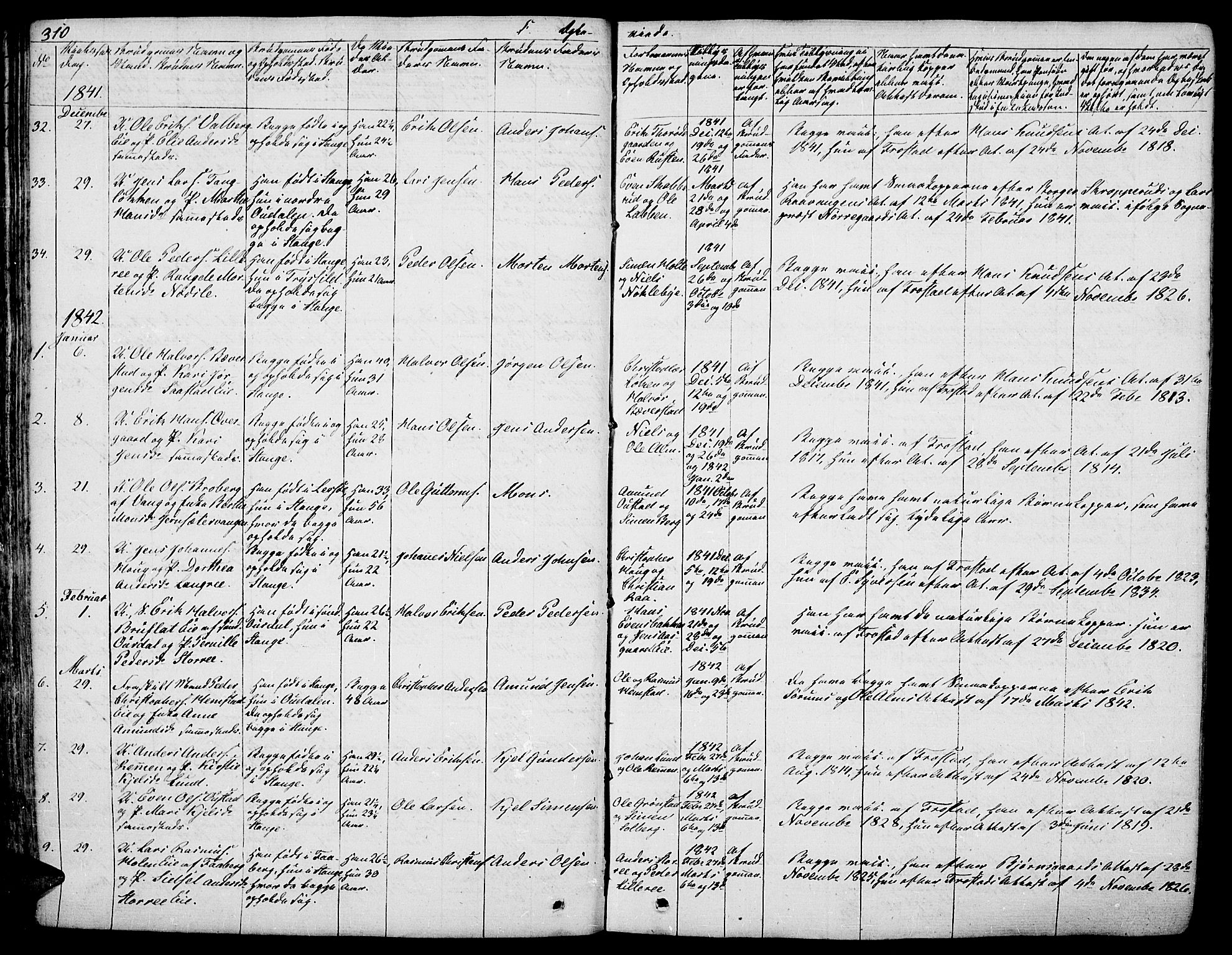 Stange prestekontor, SAH/PREST-002/L/L0003: Parish register (copy) no. 3, 1840-1864, p. 310