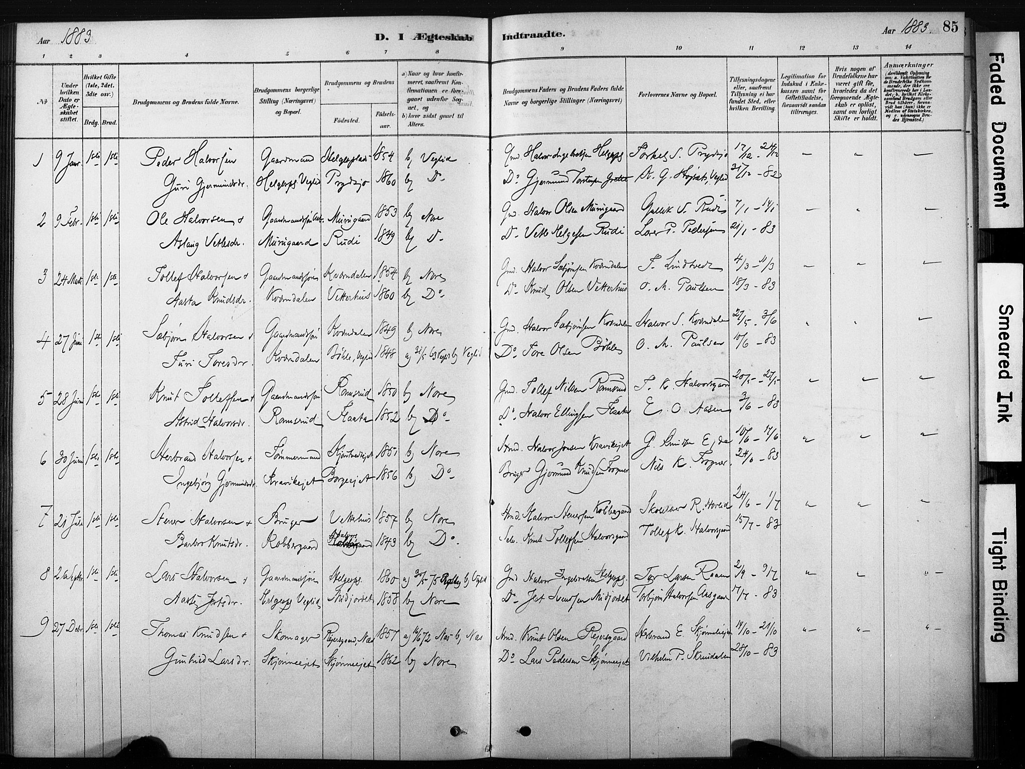 Nore kirkebøker, SAKO/A-238/F/Fb/L0001: Parish register (official) no. II 1, 1878-1886, p. 85