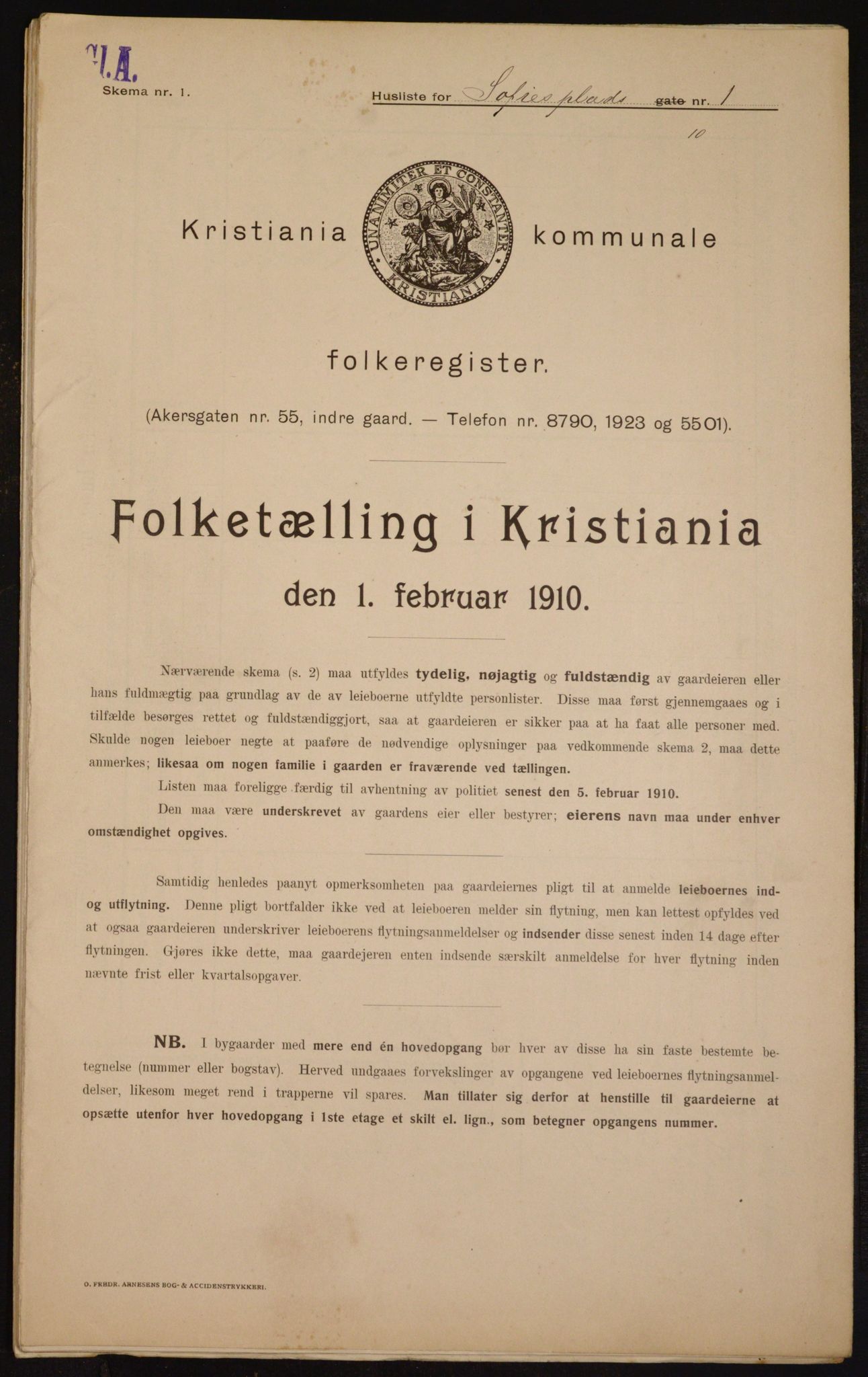 OBA, Municipal Census 1910 for Kristiania, 1910, p. 94668