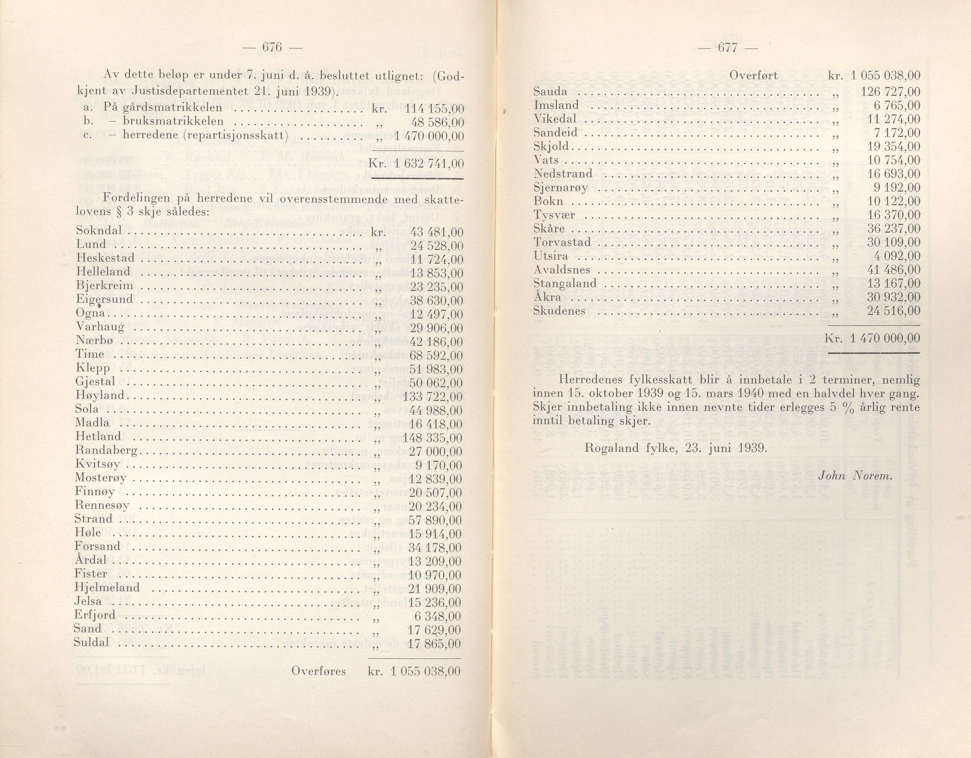 Rogaland fylkeskommune - Fylkesrådmannen , IKAR/A-900/A/Aa/Aaa/L0058: Møtebok , 1939, p. 676-677