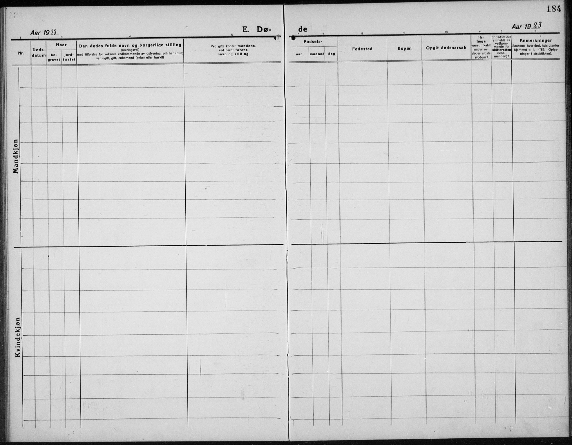 Nord-Odal prestekontor, AV/SAH-PREST-032/H/Ha/Hab/L0004: Parish register (copy) no. 4, 1921-1936, p. 184