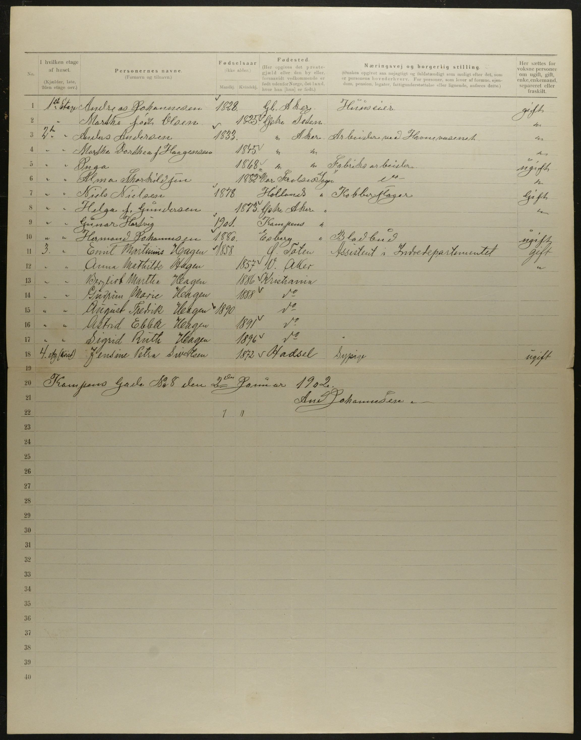 OBA, Municipal Census 1901 for Kristiania, 1901, p. 7464