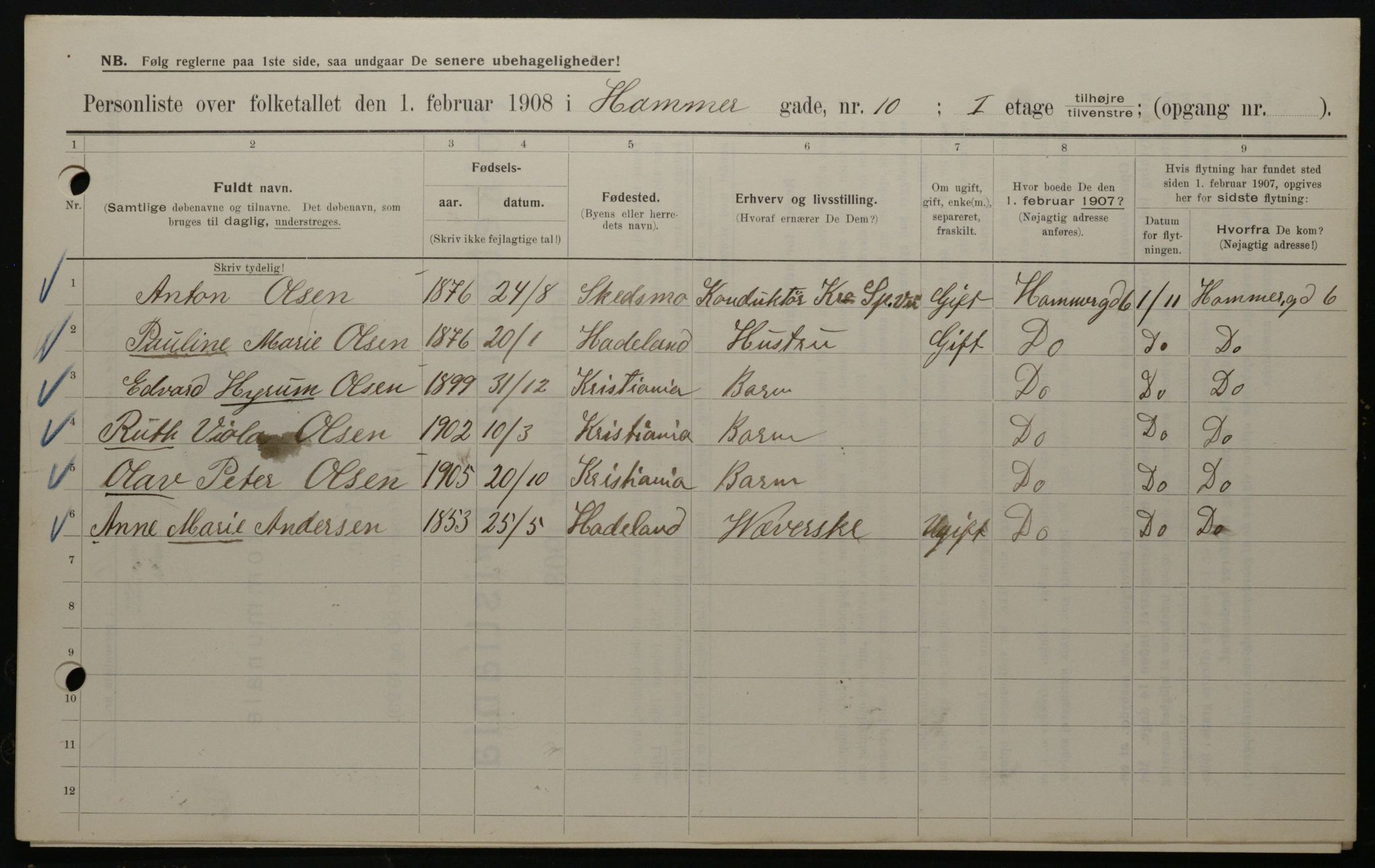 OBA, Municipal Census 1908 for Kristiania, 1908, p. 30977