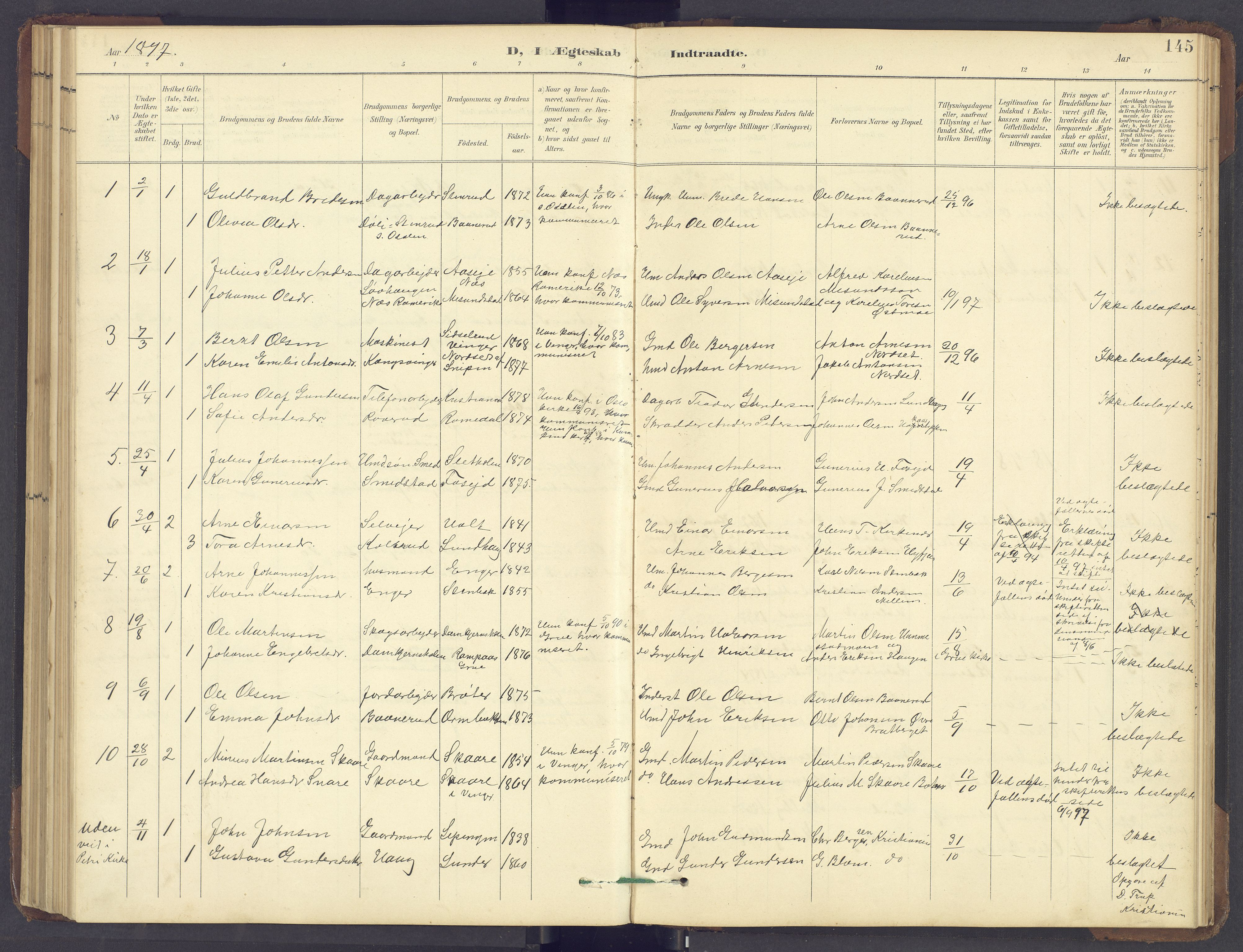 Brandval prestekontor, SAH/PREST-034/H/Ha/Hab/L0002: Parish register (copy) no. 2, 1895-1904, p. 145