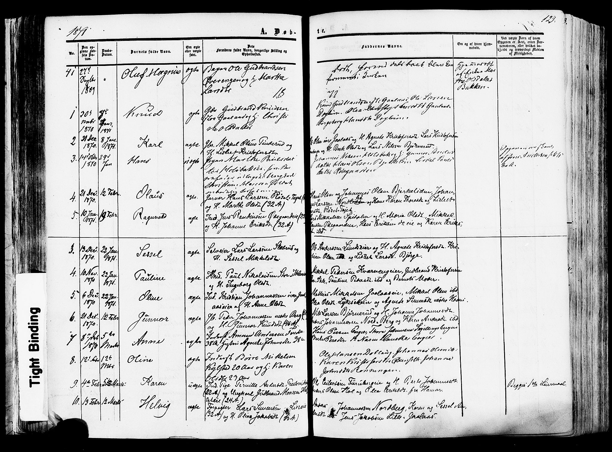 Vang prestekontor, Hedmark, SAH/PREST-008/H/Ha/Haa/L0013: Parish register (official) no. 13, 1855-1879, p. 129