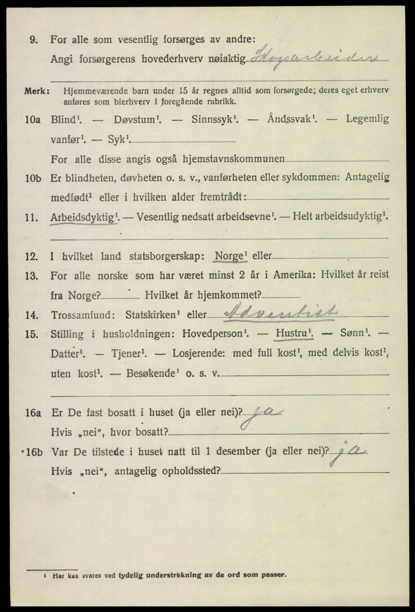 SAH, 1920 census for Nord-Fron, 1920, p. 10311