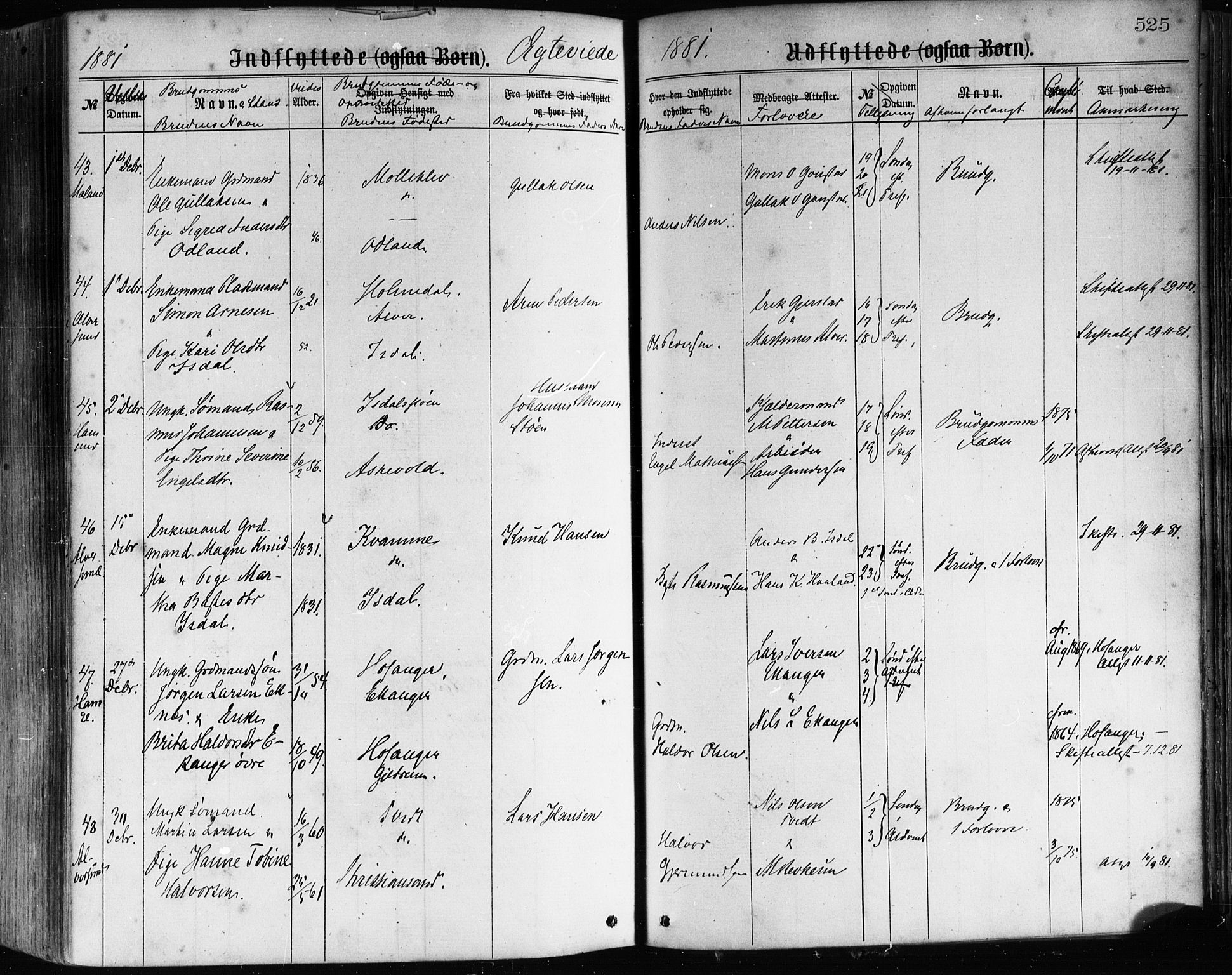 Hamre sokneprestembete, AV/SAB-A-75501/H/Ha/Haa/Haaa/L0015: Parish register (official) no. A 15, 1870-1881, p. 525