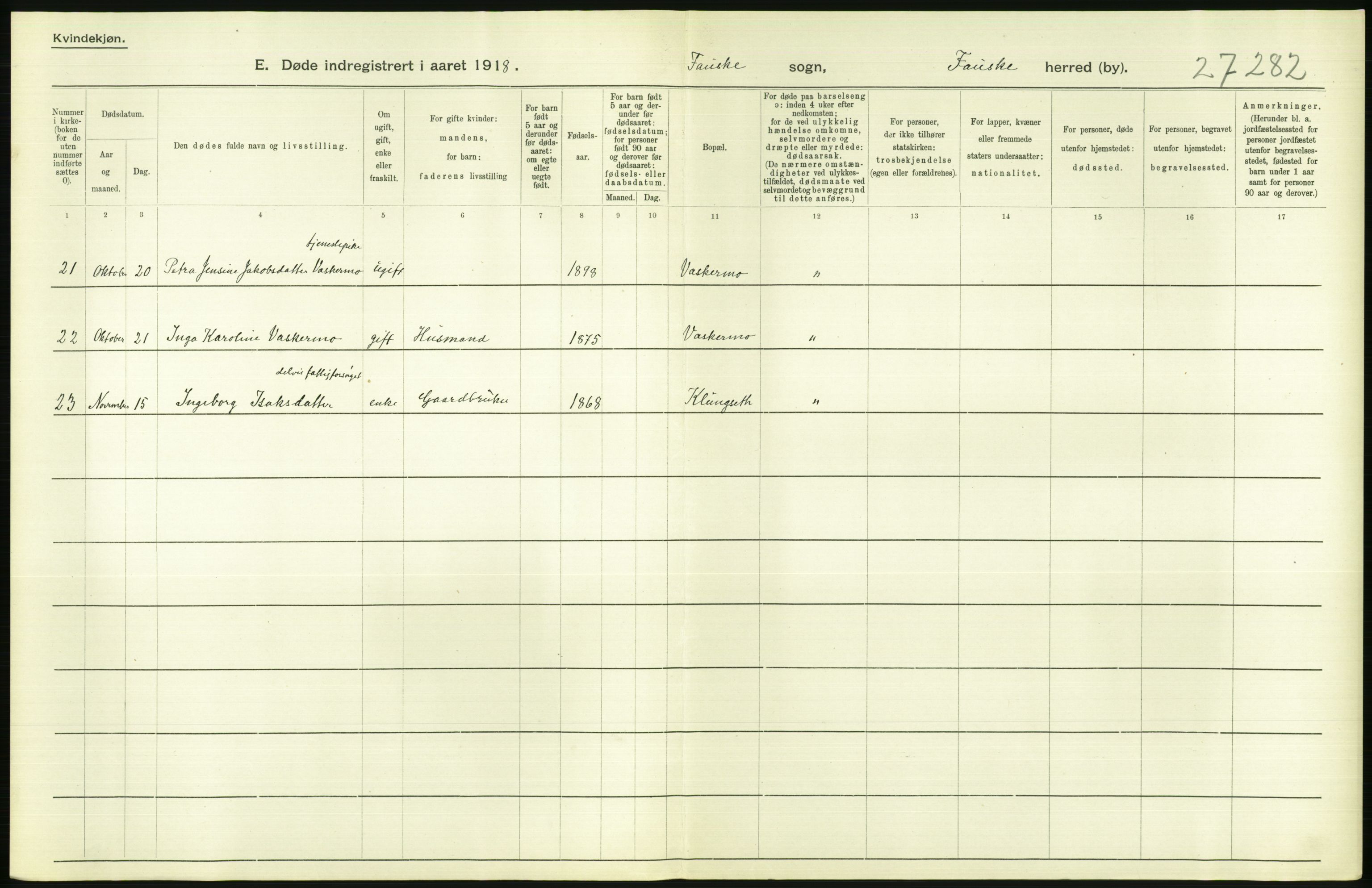 Statistisk sentralbyrå, Sosiodemografiske emner, Befolkning, RA/S-2228/D/Df/Dfb/Dfbh/L0055: Nordland fylke: Døde. Bygder og byer., 1918, p. 538