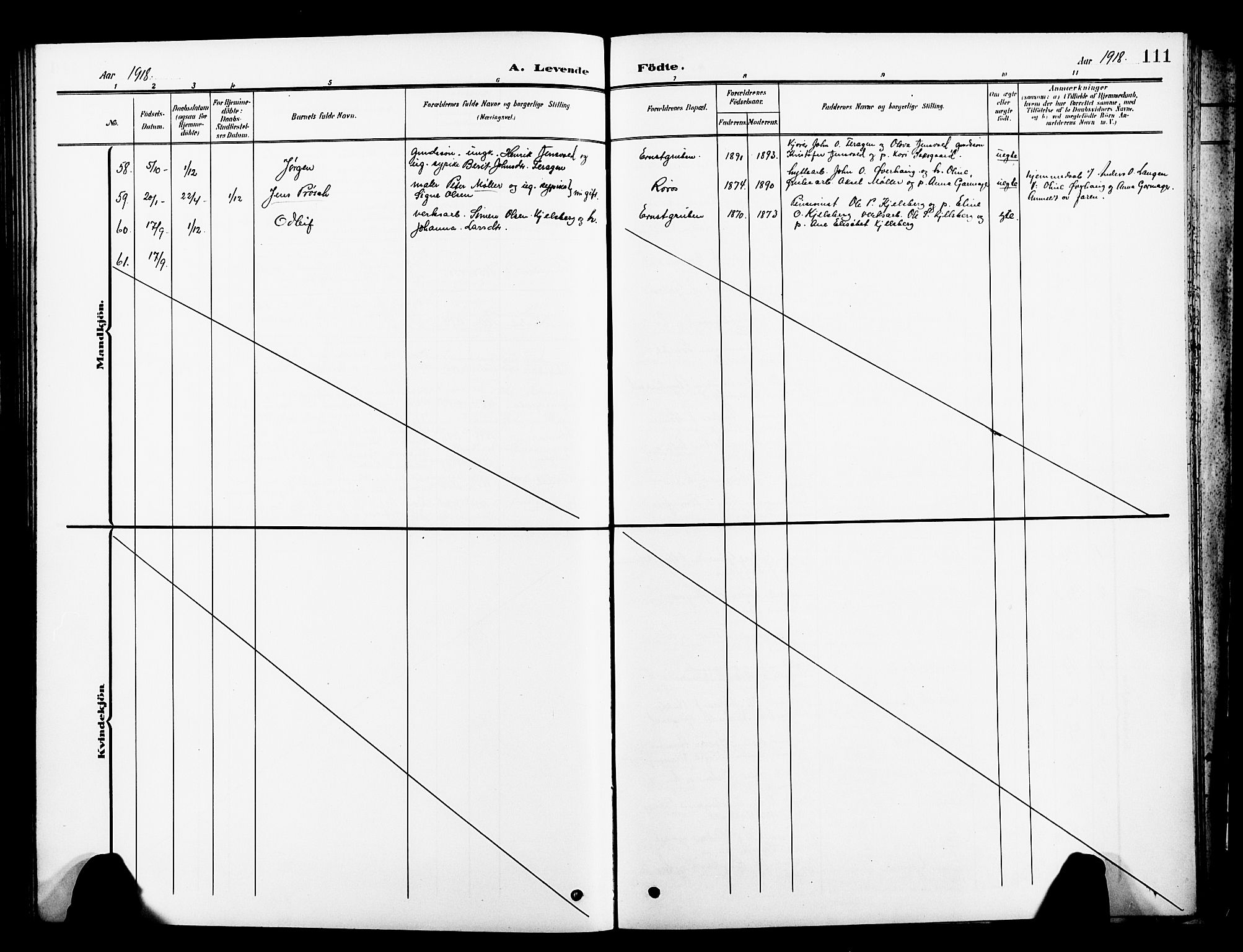 Ministerialprotokoller, klokkerbøker og fødselsregistre - Sør-Trøndelag, AV/SAT-A-1456/681/L0942: Parish register (copy) no. 681C06, 1906-1925, p. 111