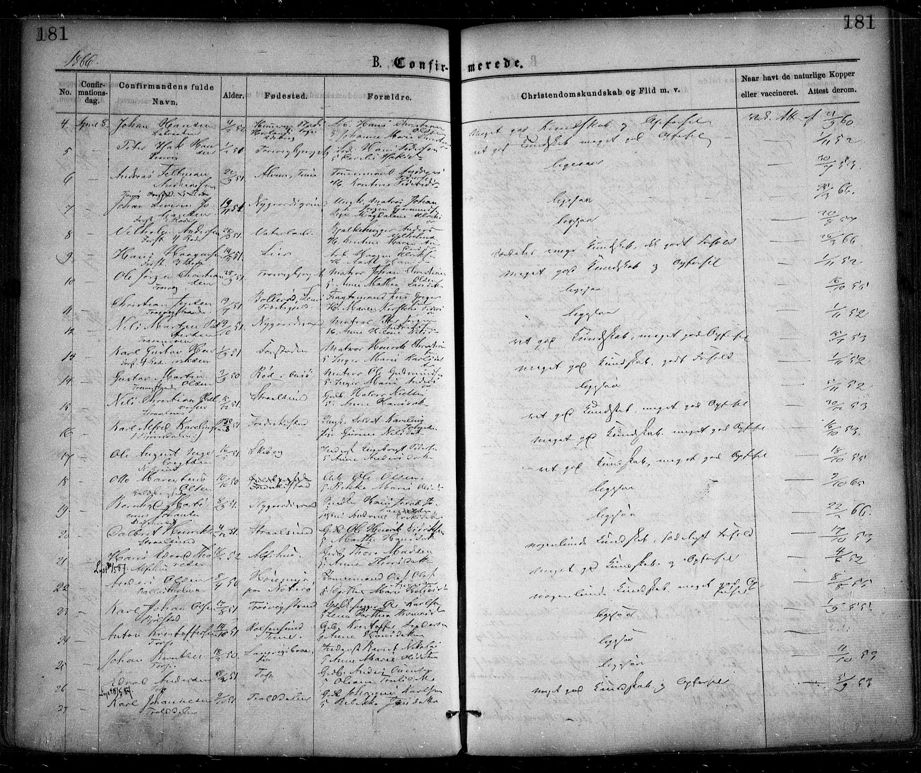 Glemmen prestekontor Kirkebøker, SAO/A-10908/F/Fa/L0008: Parish register (official) no. 8, 1862-1871, p. 181