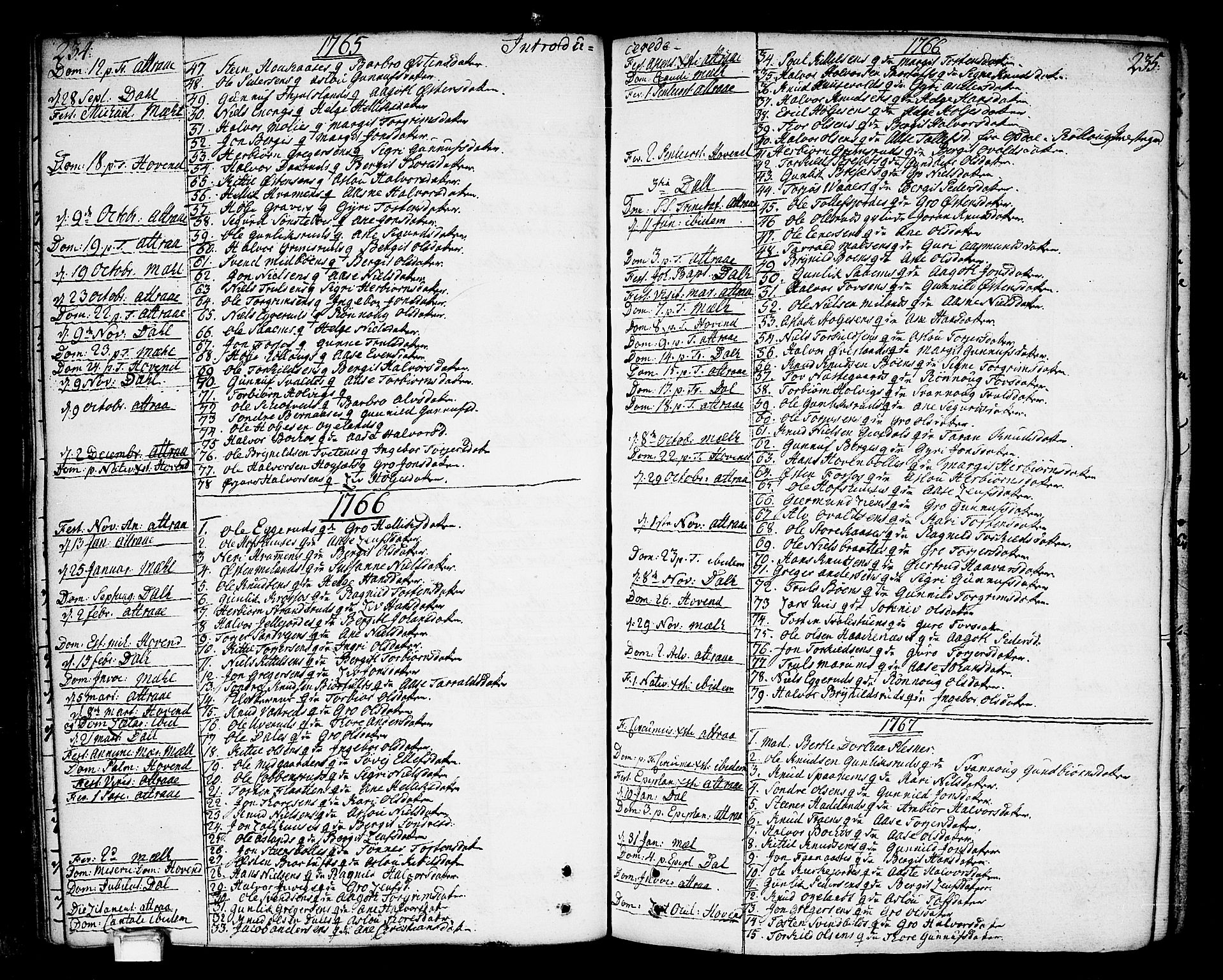 Tinn kirkebøker, SAKO/A-308/F/Fa/L0002: Parish register (official) no. I 2, 1757-1810, p. 234-235