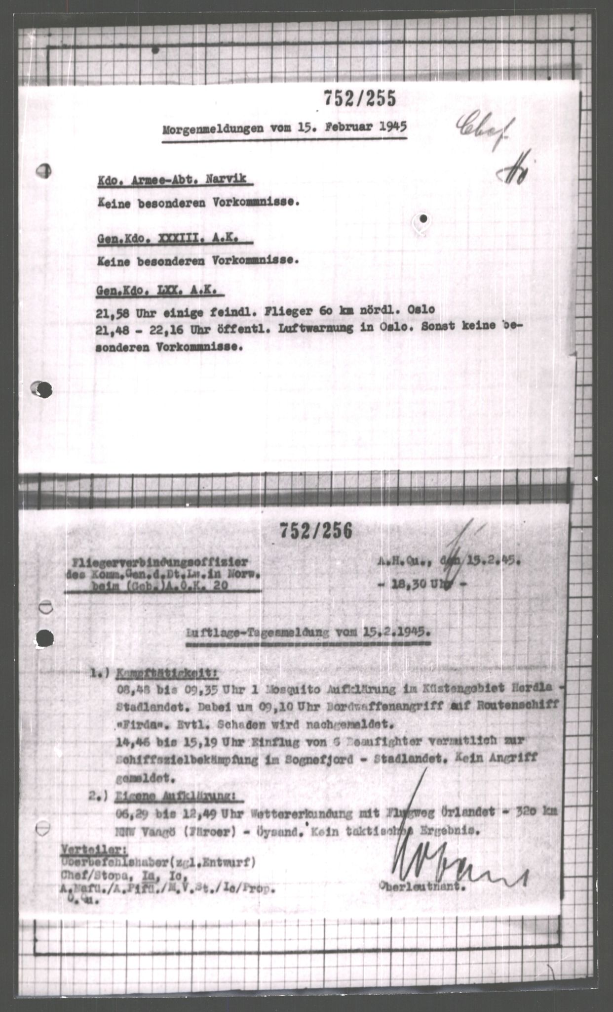 Forsvarets Overkommando. 2 kontor. Arkiv 11.4. Spredte tyske arkivsaker, AV/RA-RAFA-7031/D/Dar/Dara/L0003: Krigsdagbøker for 20. Gebirgs-Armee-Oberkommando (AOK 20), 1945, p. 74