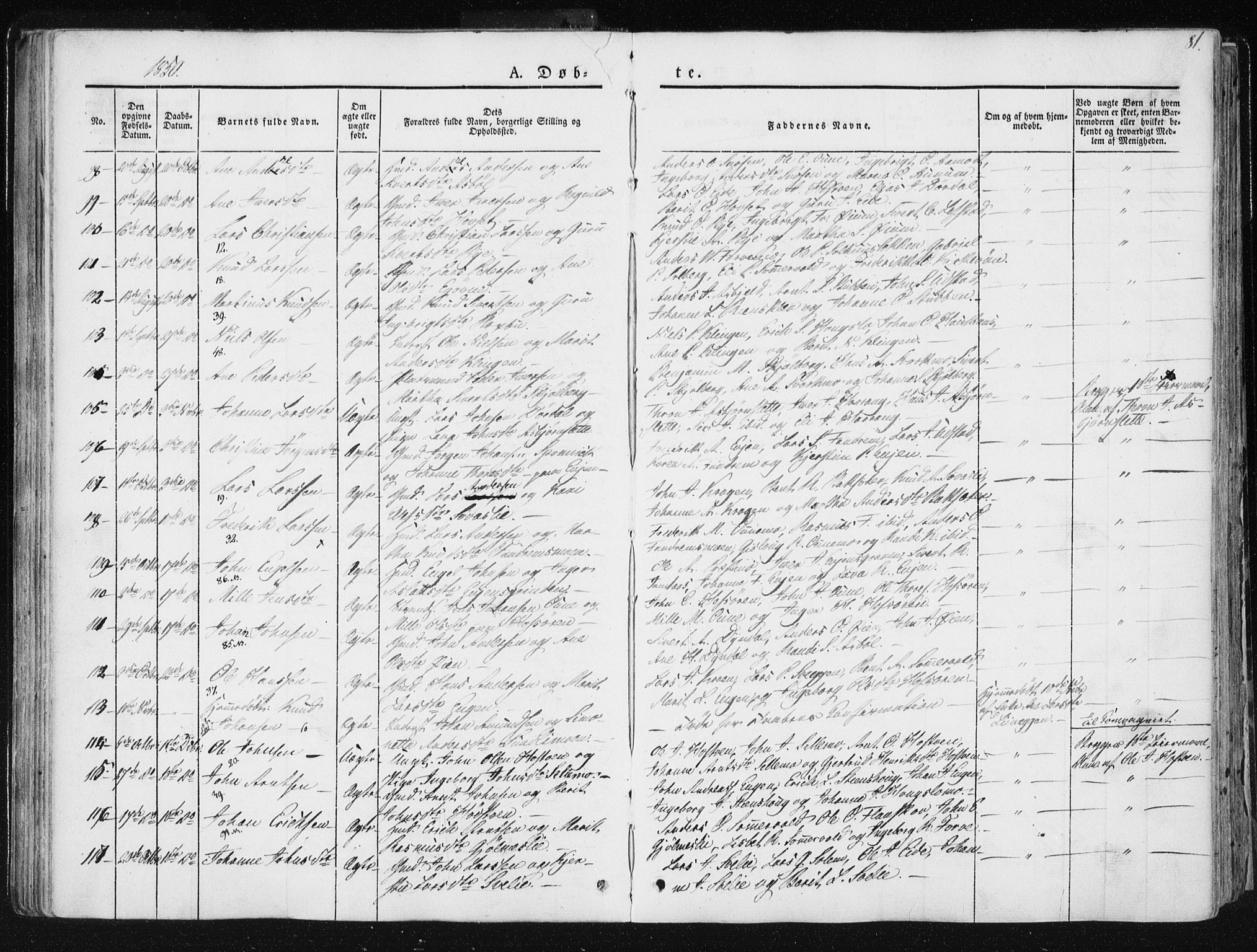 Ministerialprotokoller, klokkerbøker og fødselsregistre - Sør-Trøndelag, SAT/A-1456/668/L0805: Parish register (official) no. 668A05, 1840-1853, p. 81