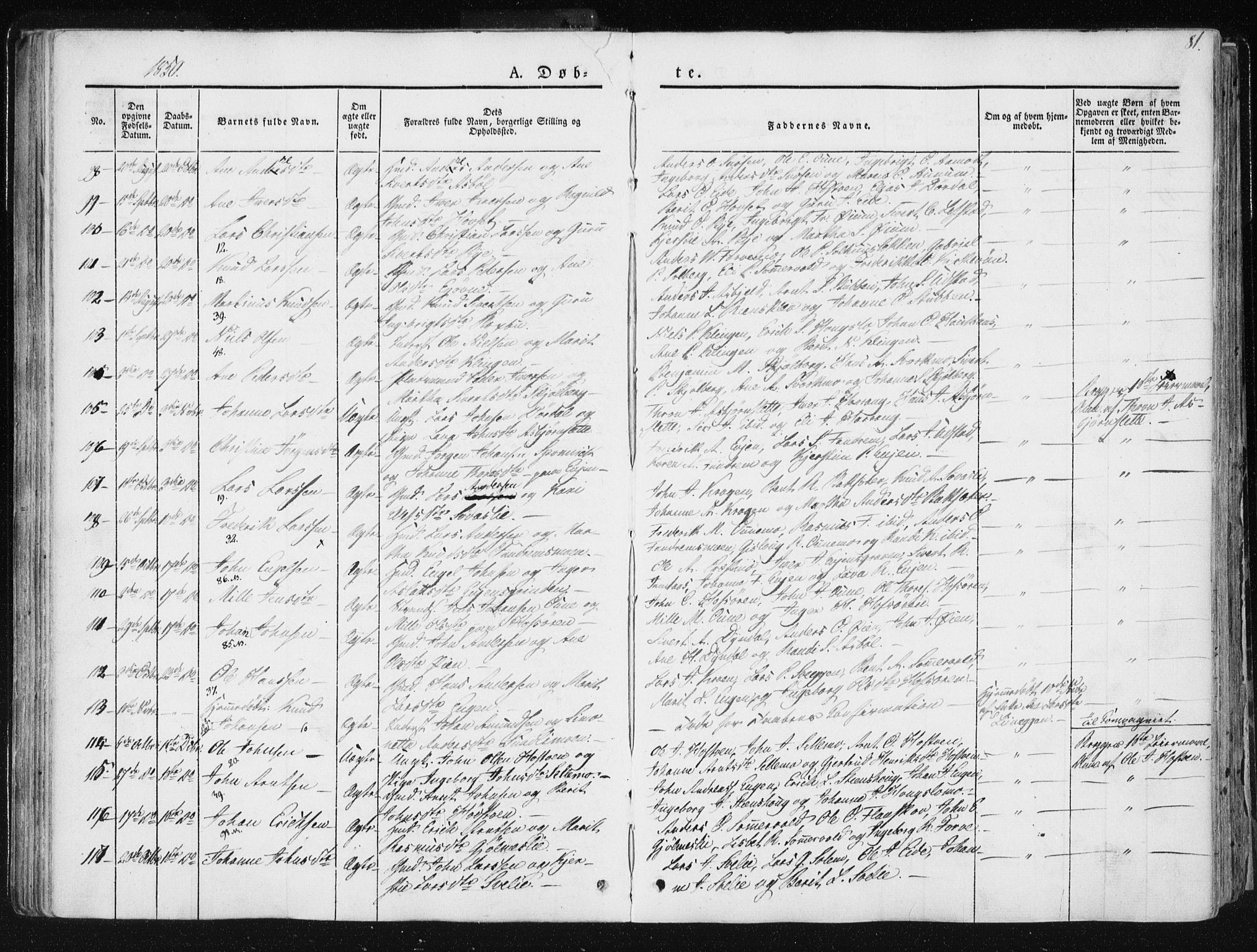 Ministerialprotokoller, klokkerbøker og fødselsregistre - Sør-Trøndelag, AV/SAT-A-1456/668/L0805: Parish register (official) no. 668A05, 1840-1853, p. 81