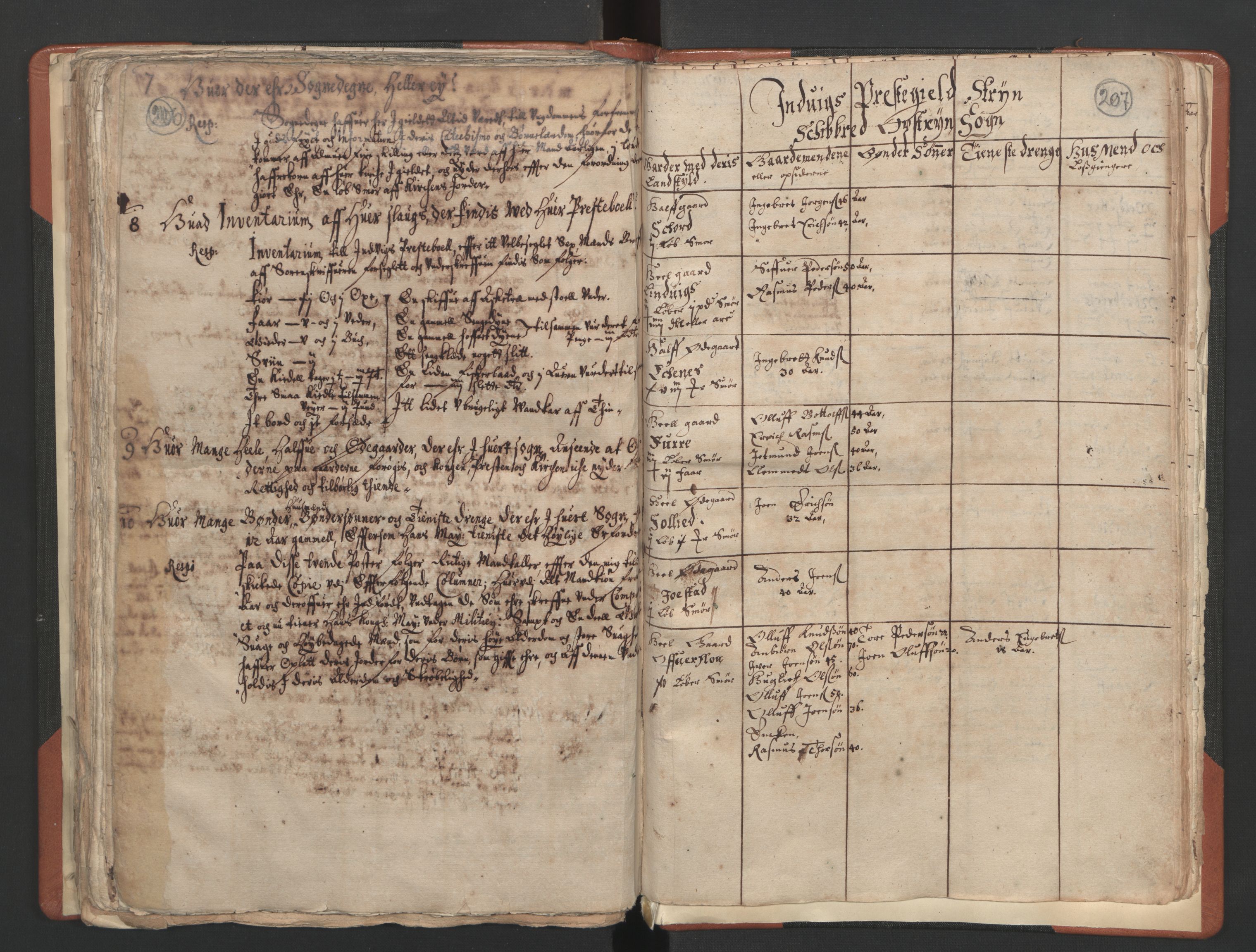 RA, Vicar's Census 1664-1666, no. 25: Nordfjord deanery, 1664-1666, p. 206-207