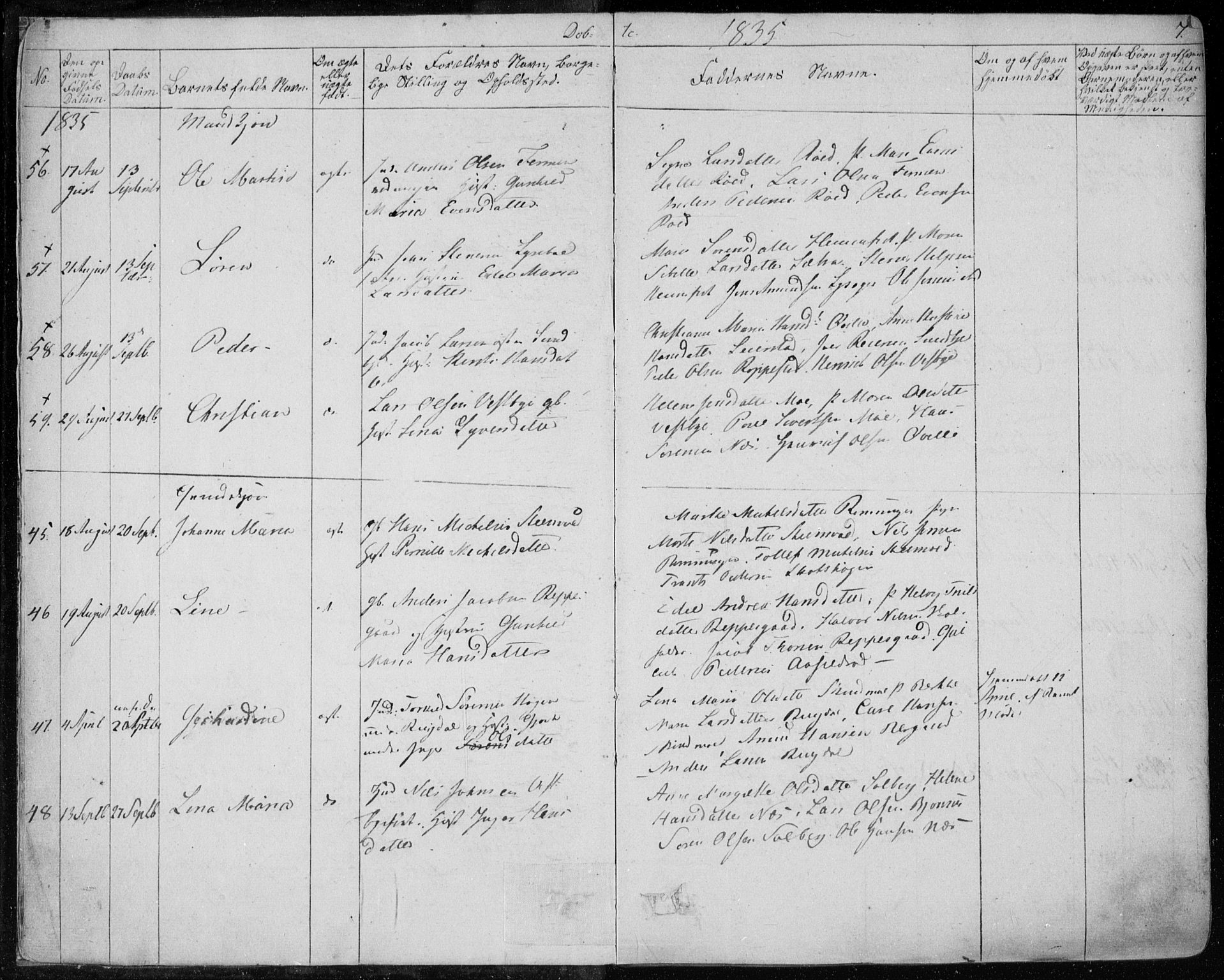 Hedrum kirkebøker, AV/SAKO-A-344/F/Fa/L0005: Parish register (official) no. I 5, 1835-1848, p. 7