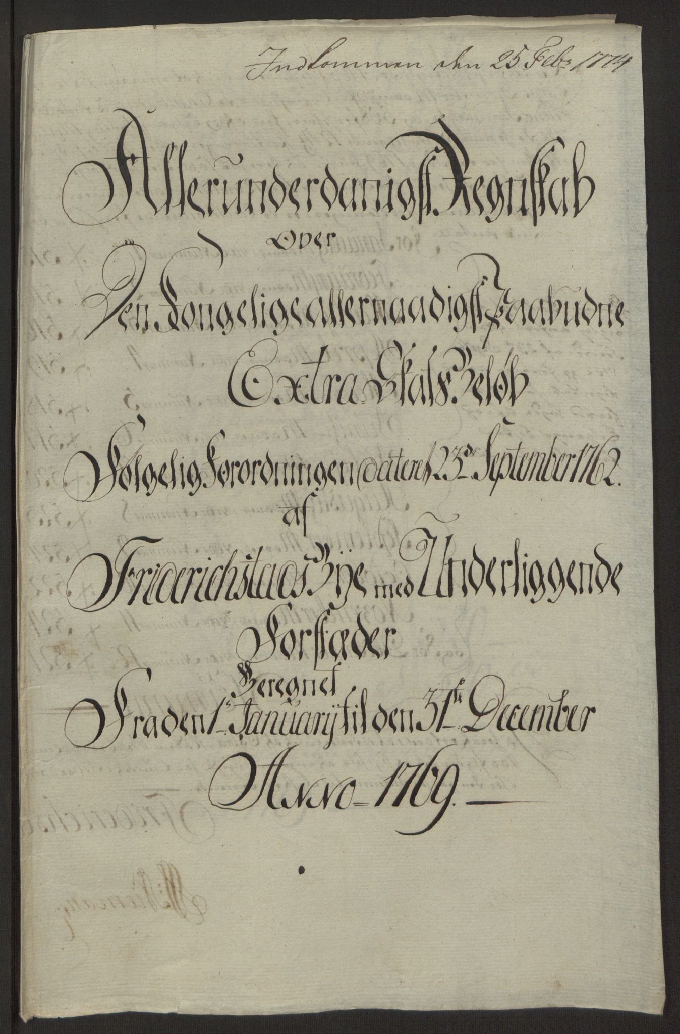 Rentekammeret inntil 1814, Reviderte regnskaper, Byregnskaper, RA/EA-4066/R/Rb/L0029/0001: [B3] Kontribusjonsregnskap / Ekstraskatt, 1762-1772, p. 307