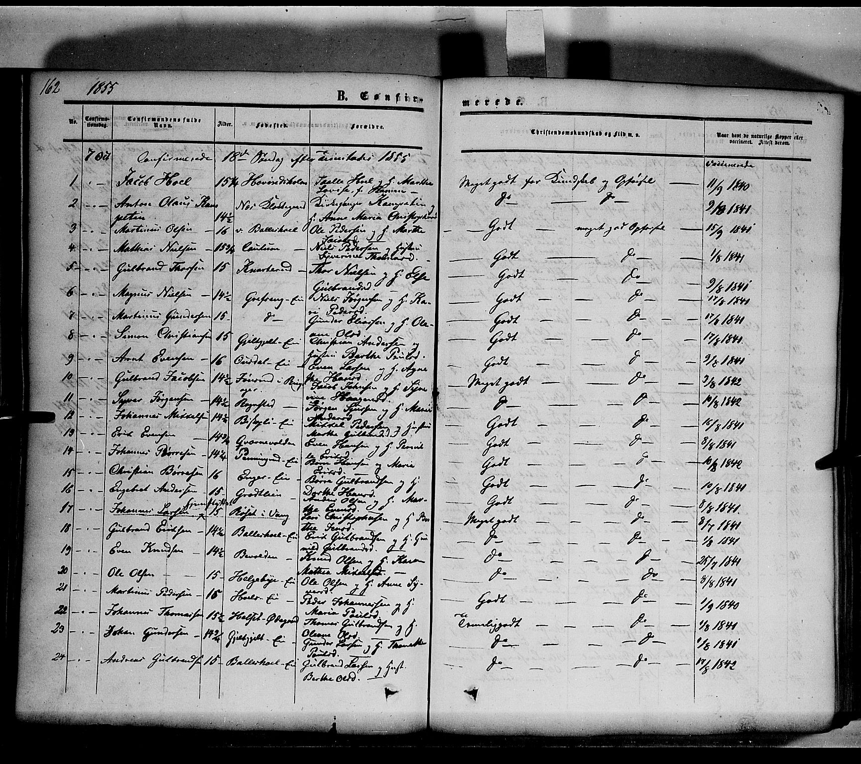 Nes prestekontor, Hedmark, SAH/PREST-020/K/Ka/L0004: Parish register (official) no. 4, 1852-1886, p. 162