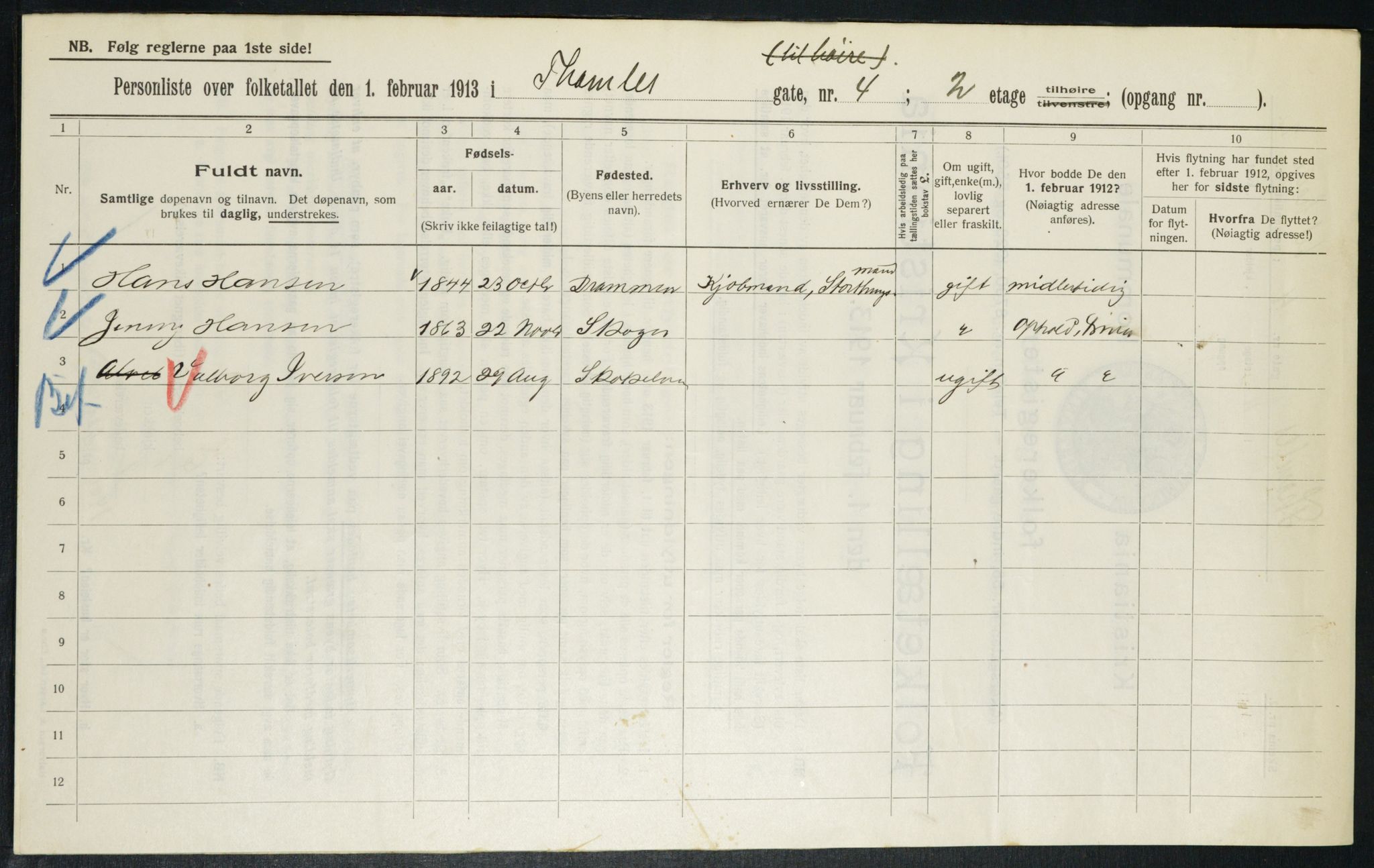 OBA, Municipal Census 1913 for Kristiania, 1913, p. 109267