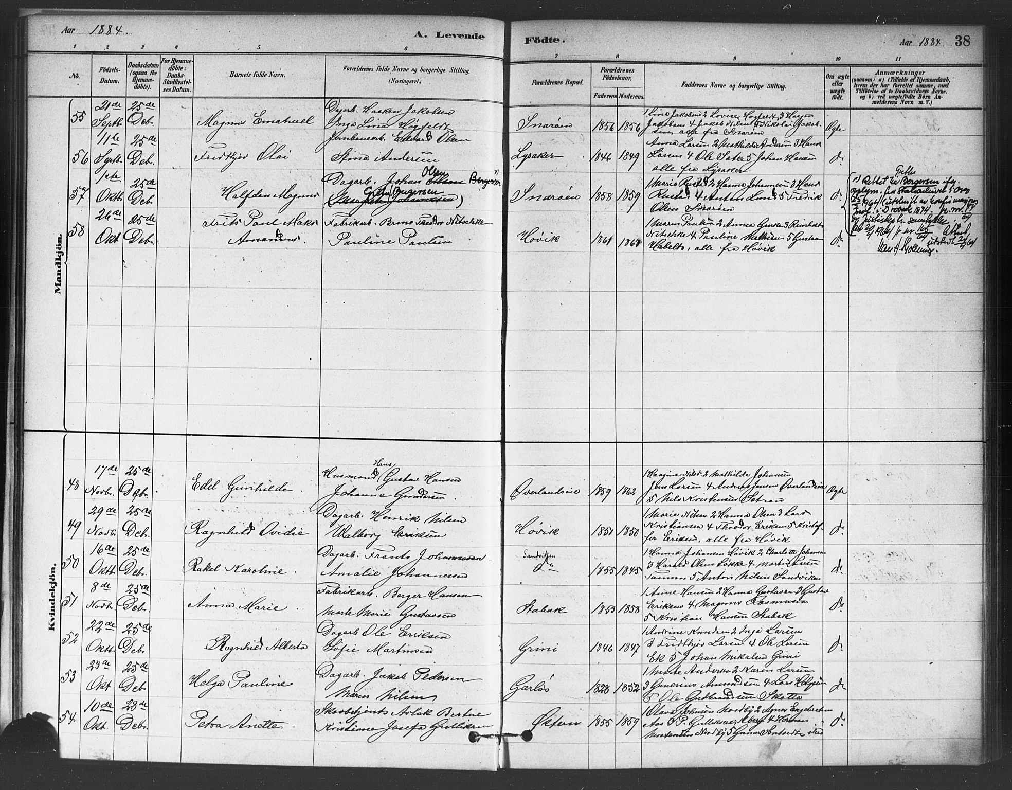 Asker prestekontor Kirkebøker, AV/SAO-A-10256a/F/Fc/L0001: Parish register (official) no. III 1, 1879-1892, p. 38