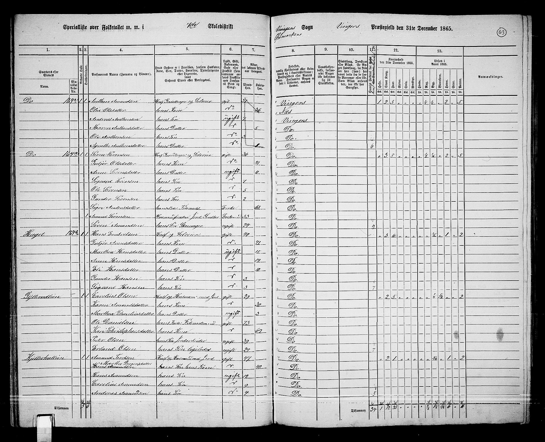 RA, 1865 census for Vinger/Vinger og Austmarka, 1865, p. 60