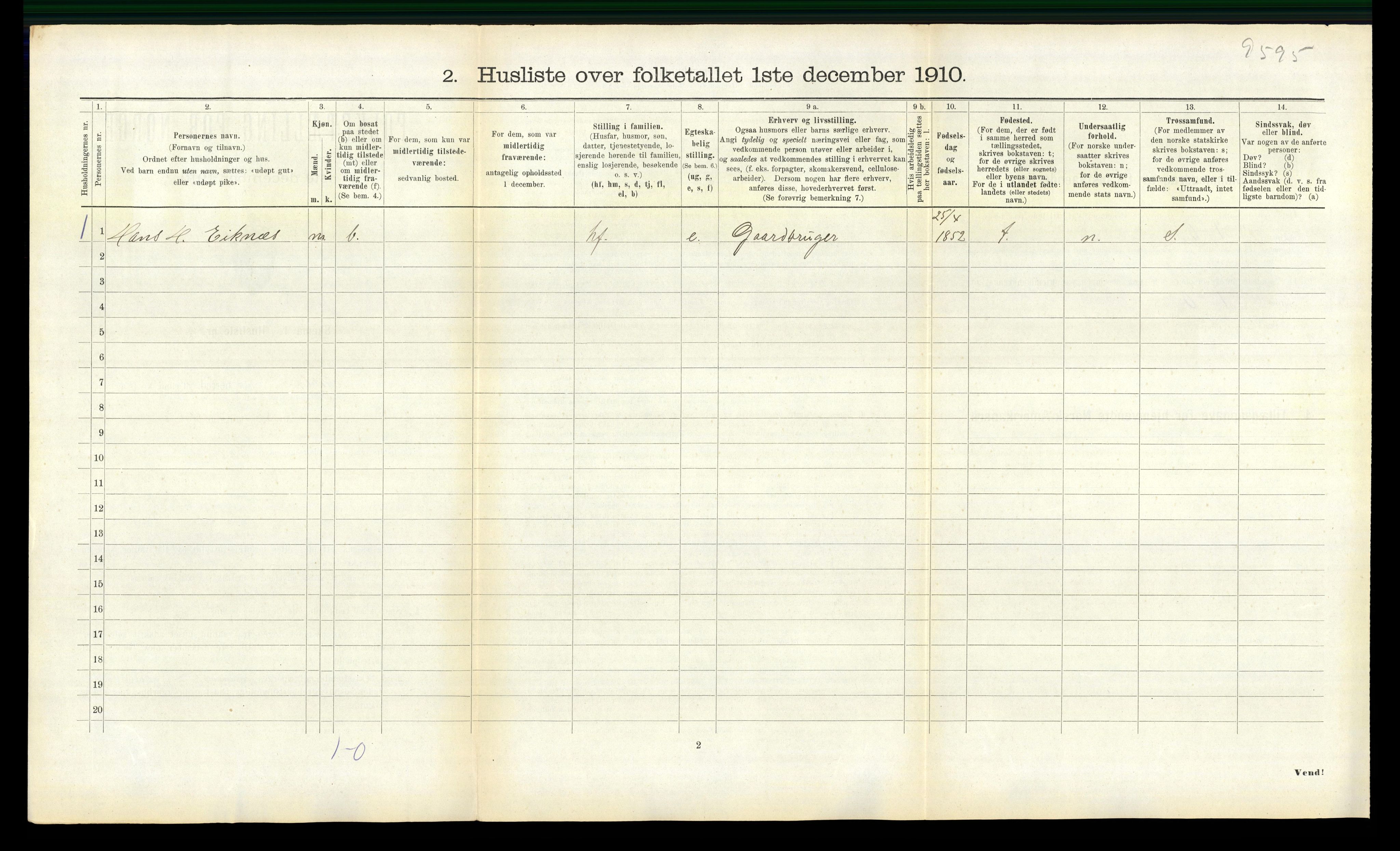 RA, 1910 census for Sylte, 1910, p. 437